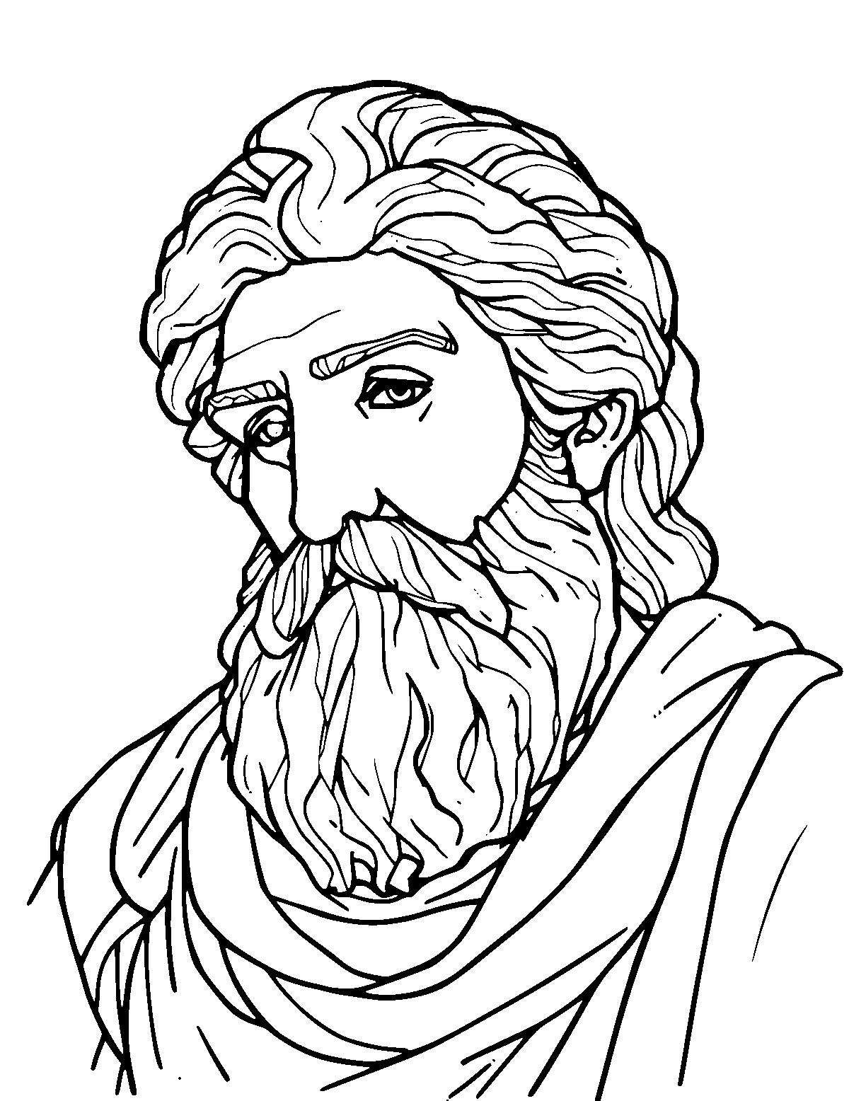 Line-art coloring page of Archimedes, medium outlines, centered