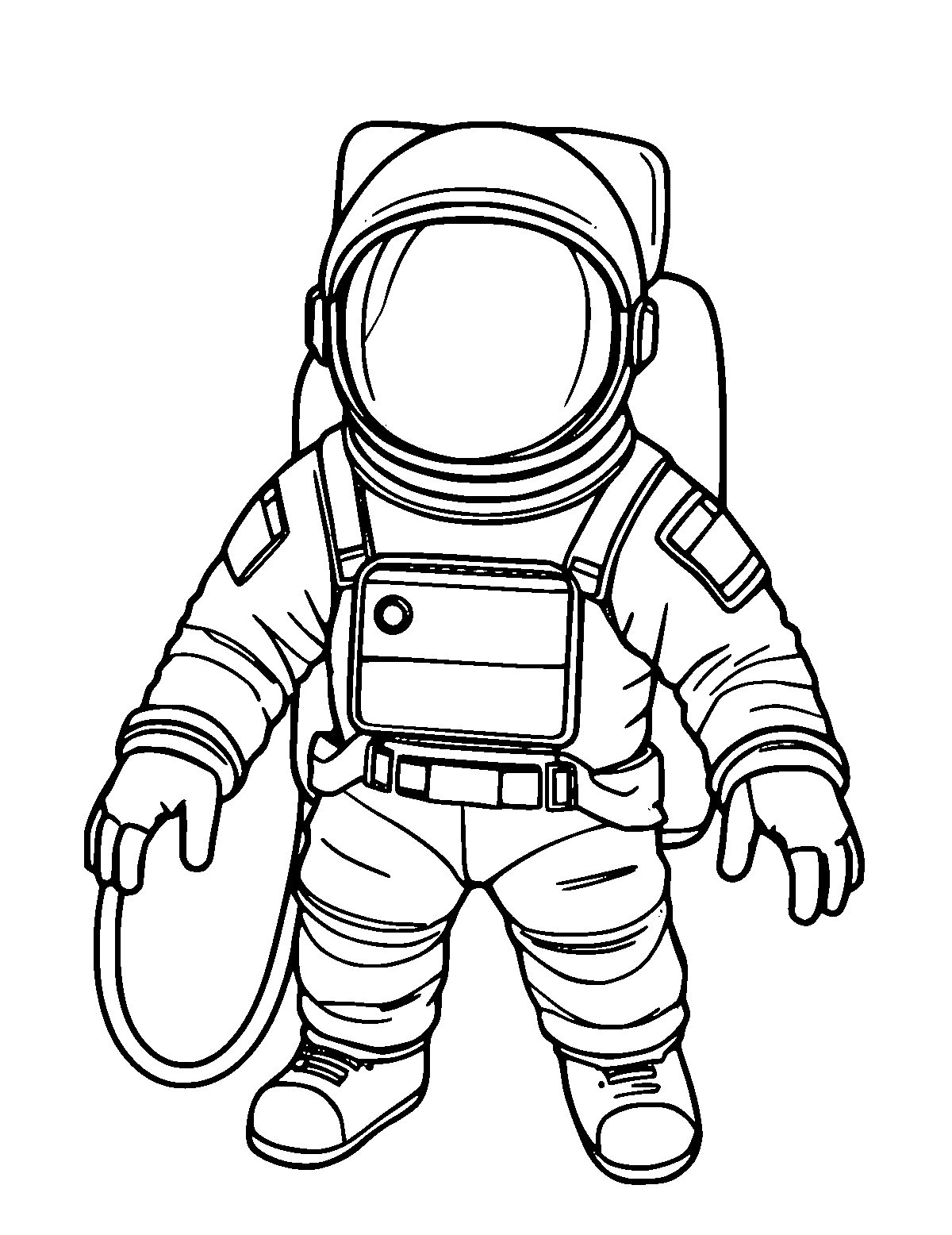 Line-art coloring page of Astronaut, medium outlines, centered