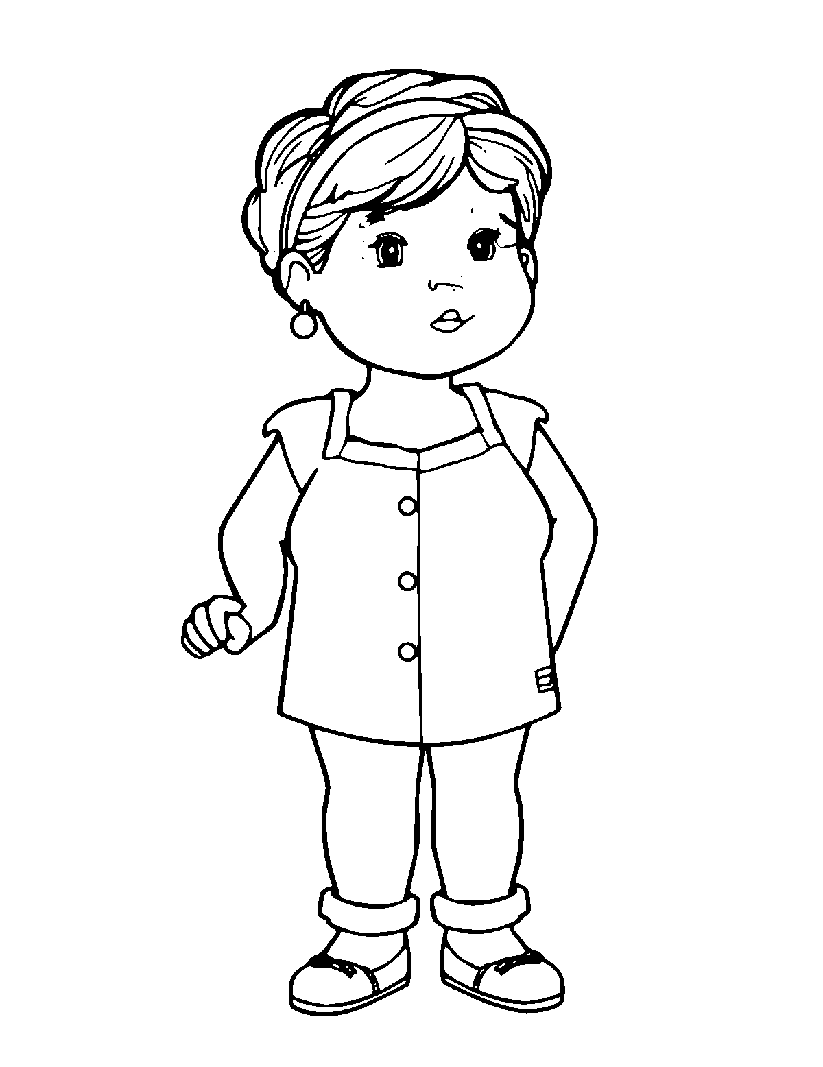 Line-art coloring page of Babe Ruth, medium outlines, centered