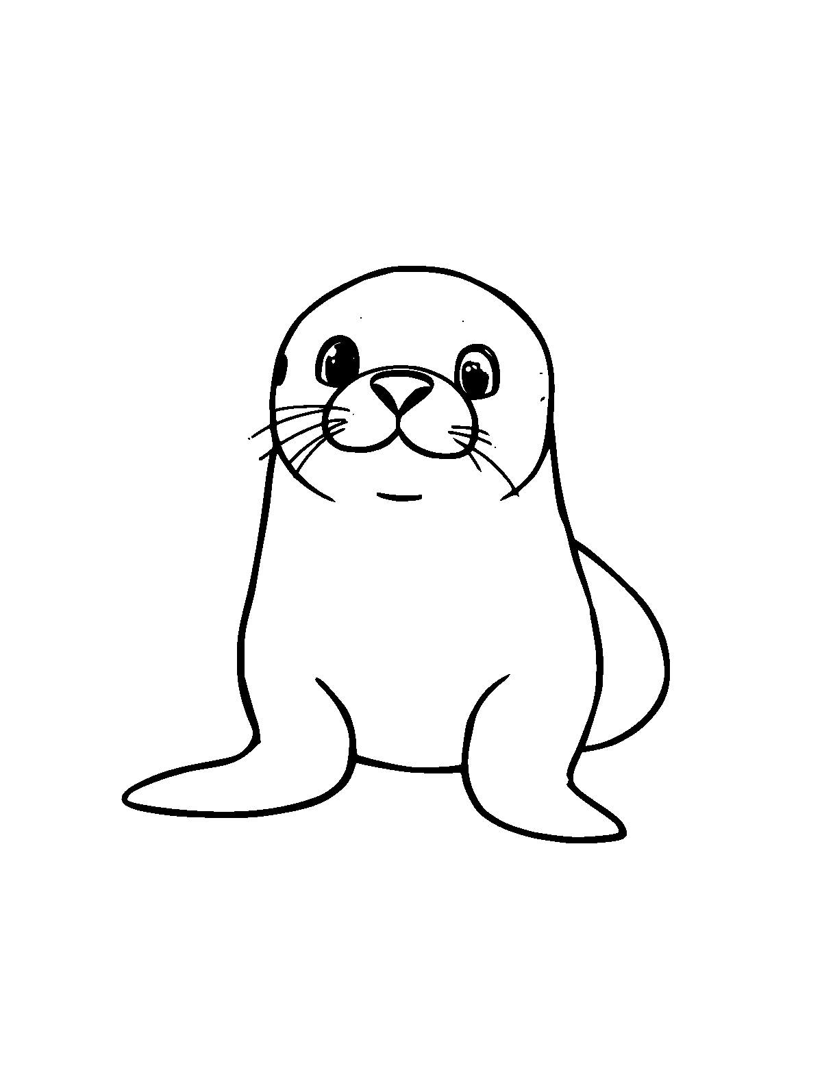 Line-art coloring page of Baby Seal, medium outlines, centered