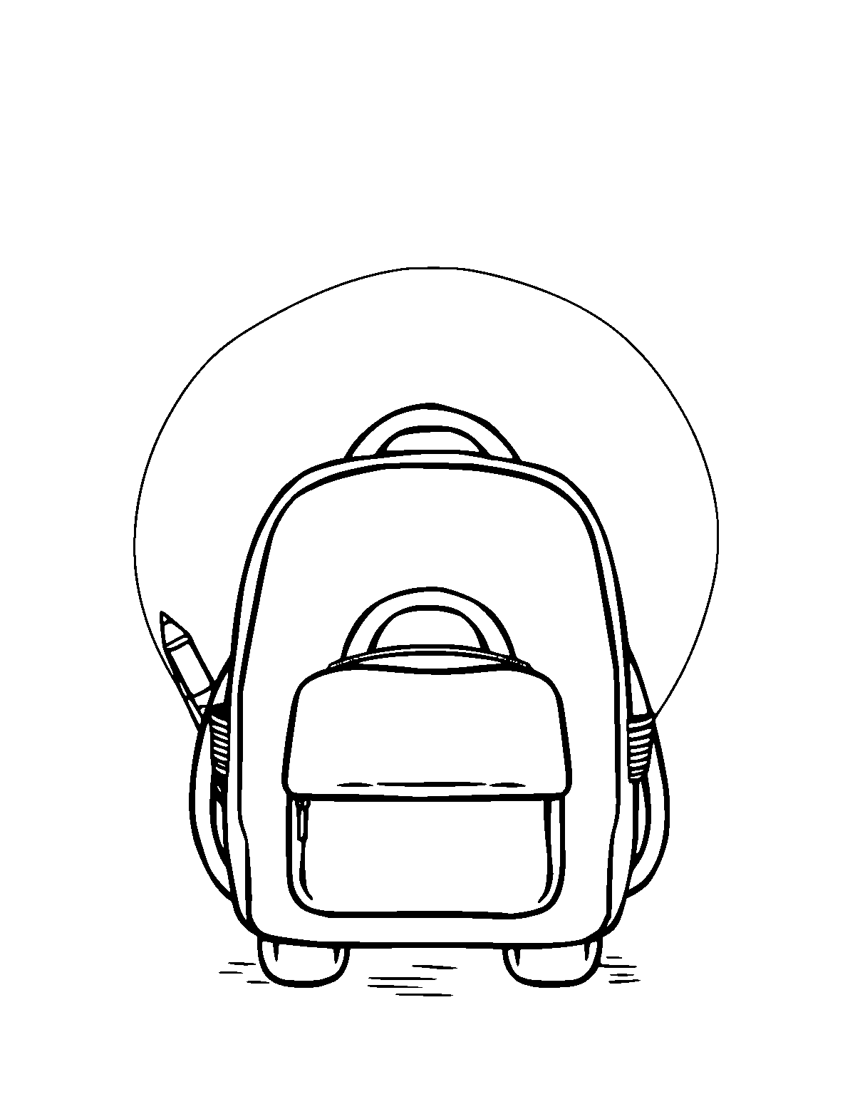 Line-art coloring page of Back to School, medium outlines, centered