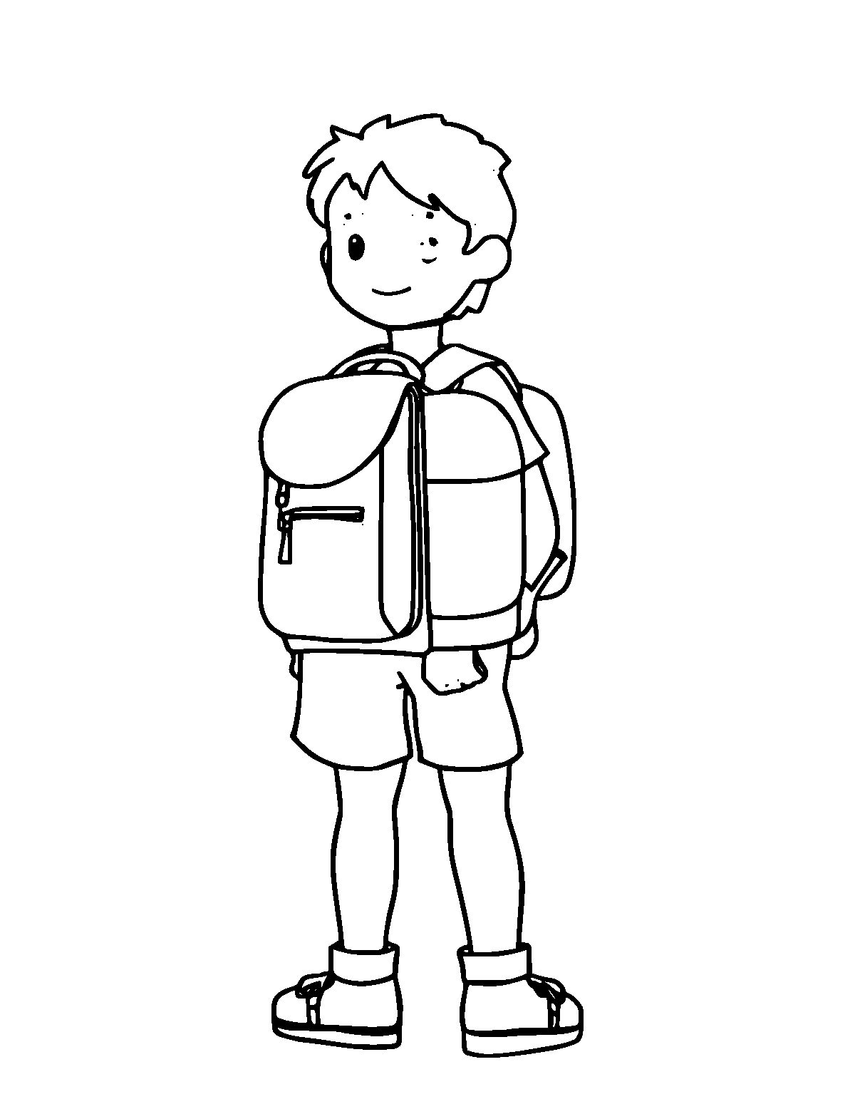 Line-art coloring page of Backpack, medium outlines, centered