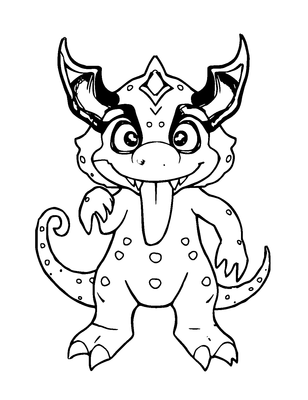 Line-art coloring page of Baku the Dream Eater, medium outlines, centered
