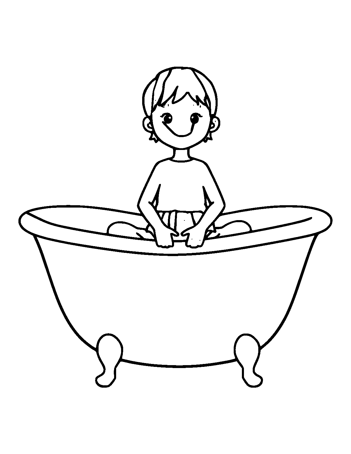 Line-art coloring page of Bathtub, medium outlines, centered