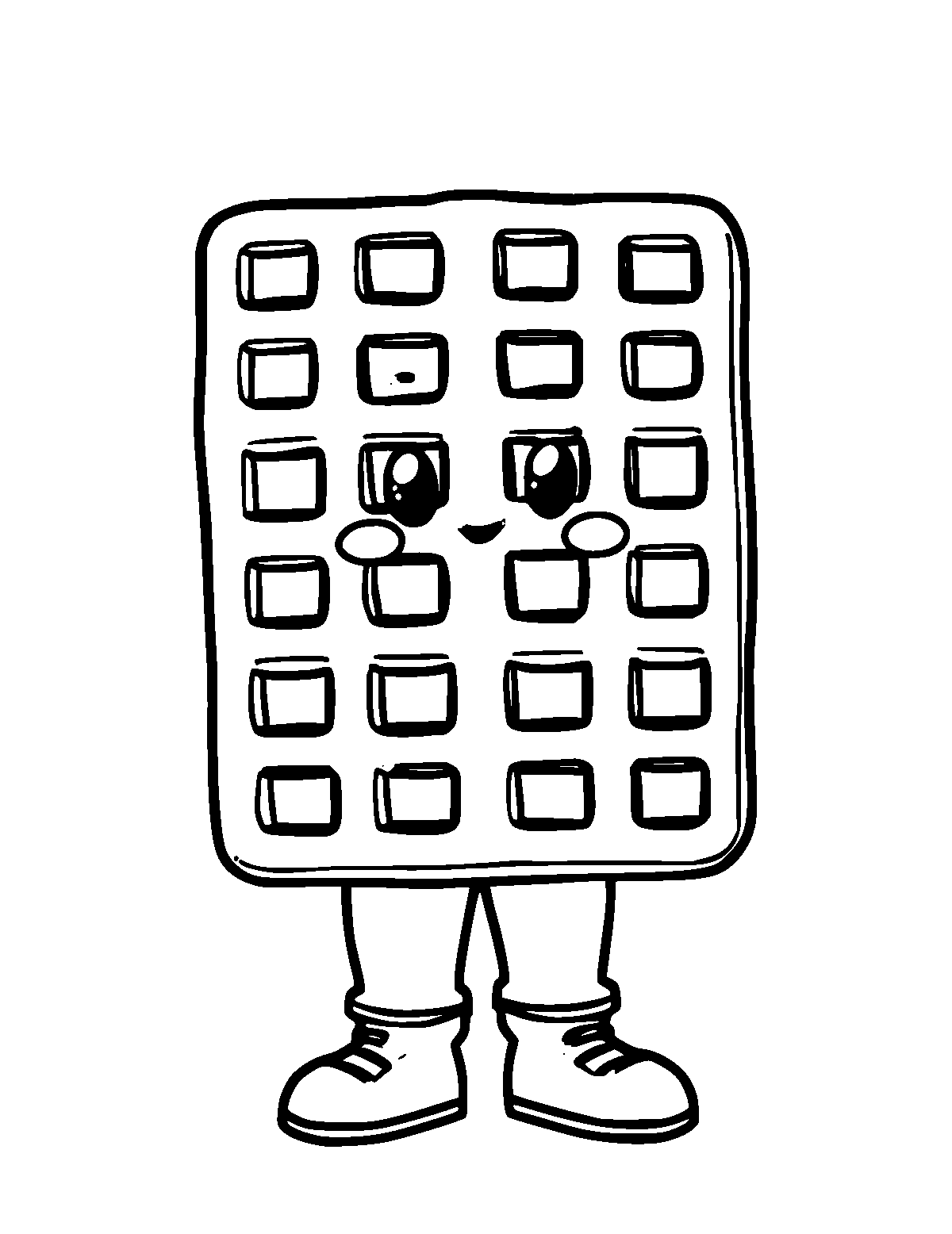 Line-art coloring page of Belgian Waffle, thick outlines, centered