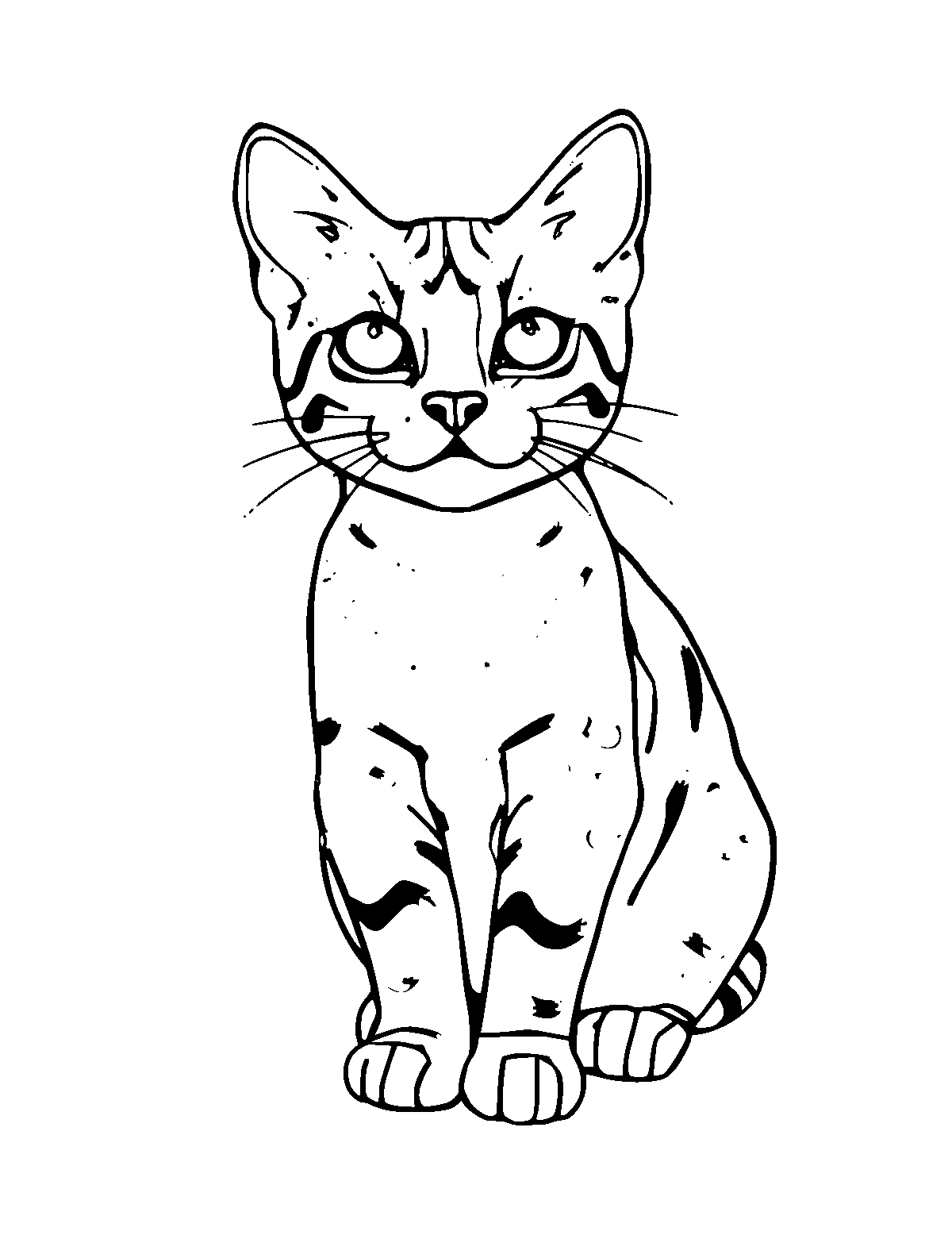 Line-art coloring page of Bengal Cat, medium outlines, centered