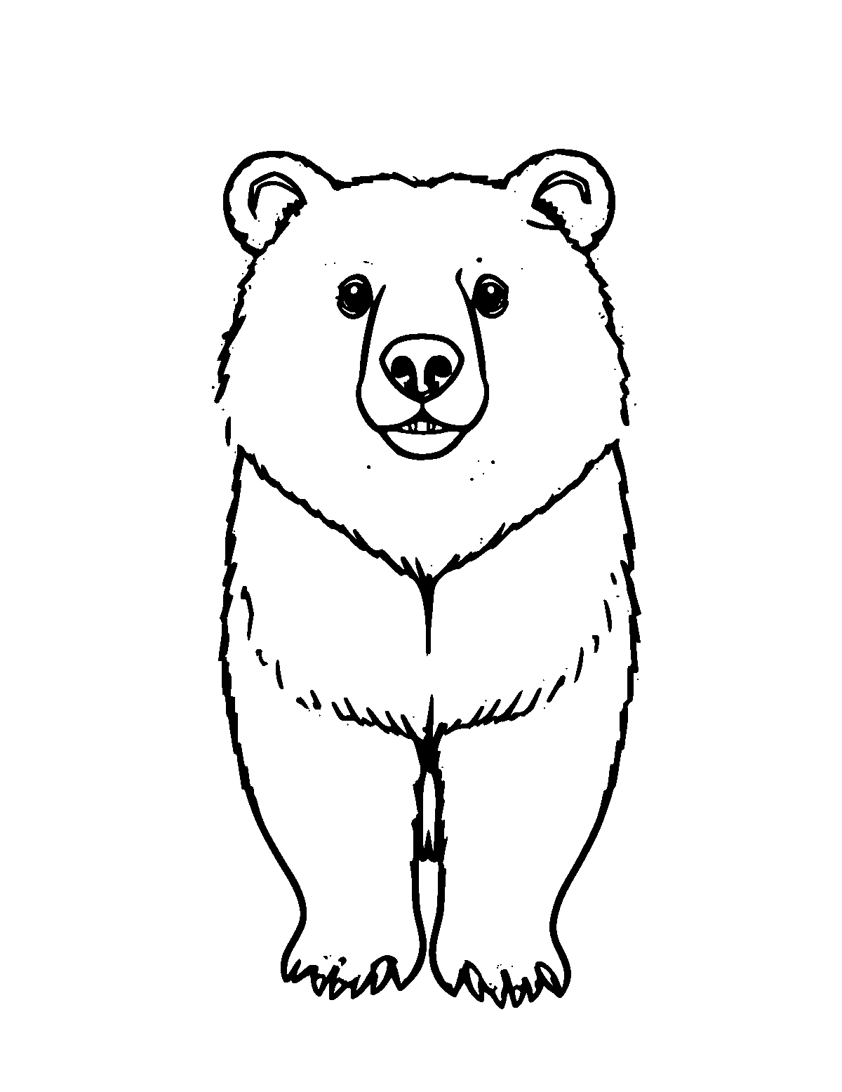 Line-art coloring page of Black Bear, medium outlines, centered
