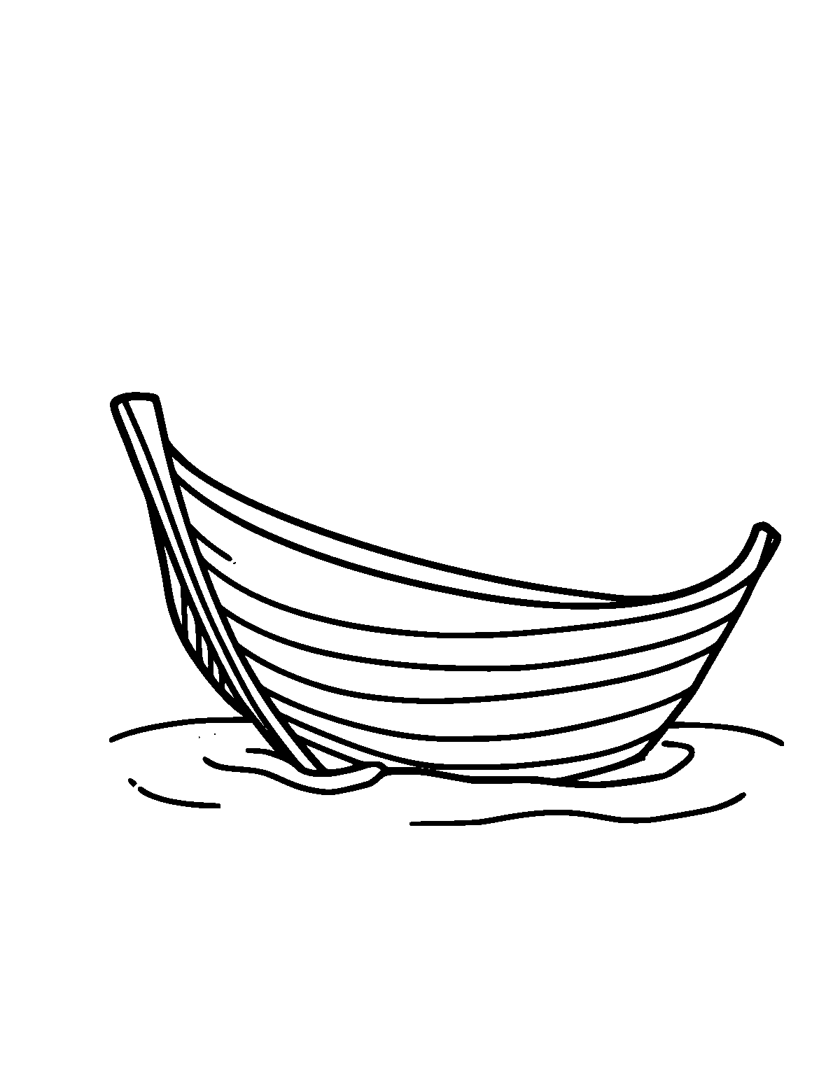 Line-art coloring page of Boat, thick outlines, centered