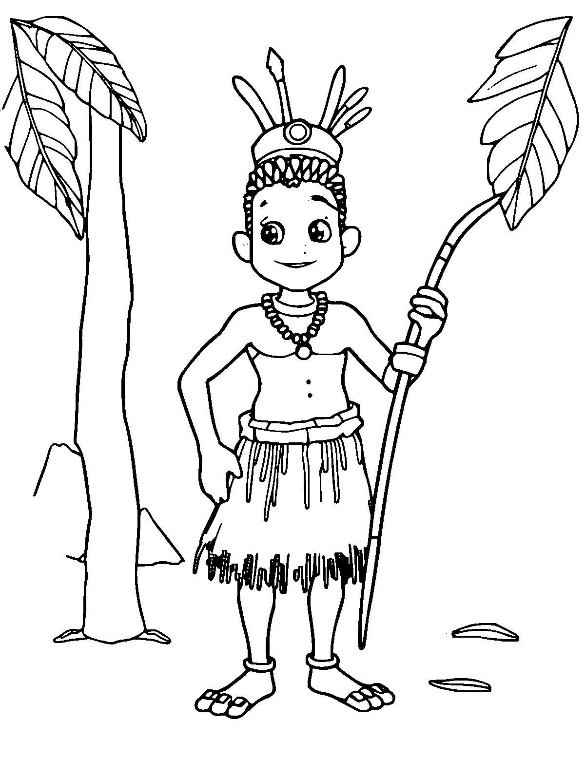 Line-art coloring page of Boi Bumba Amazon Festival, medium outlines, centered