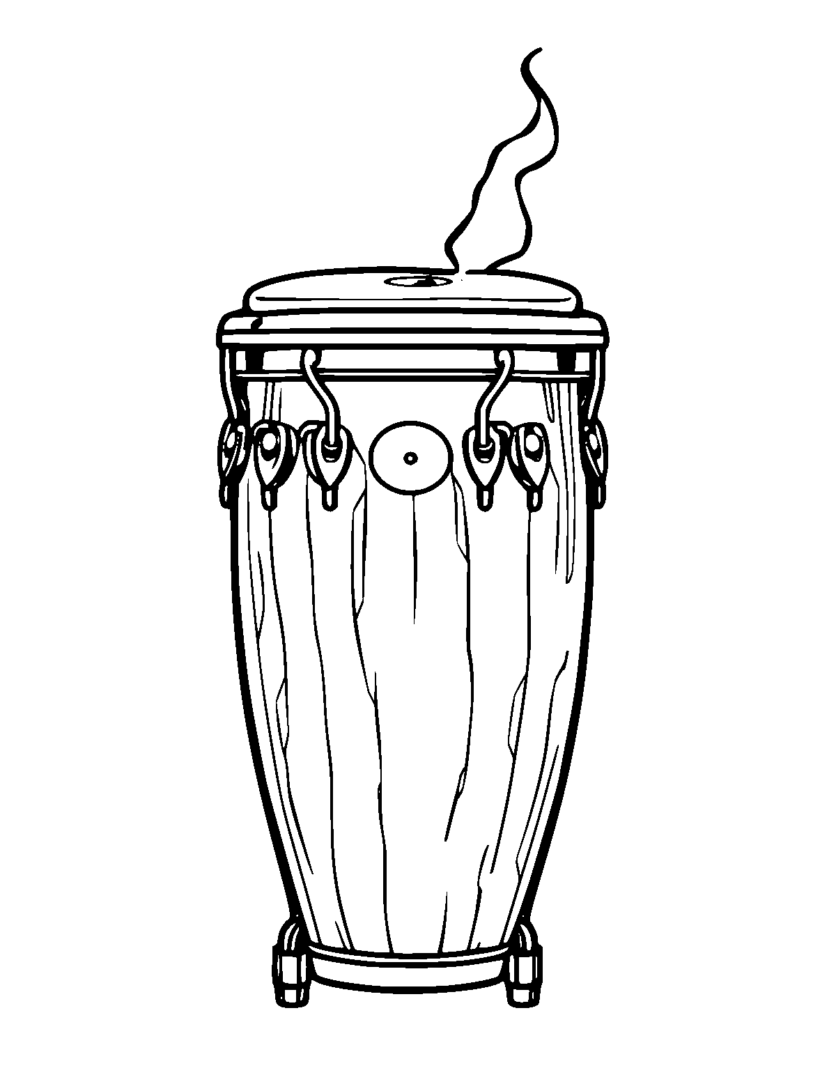 Line-art coloring page of Bongo, medium outlines, centered