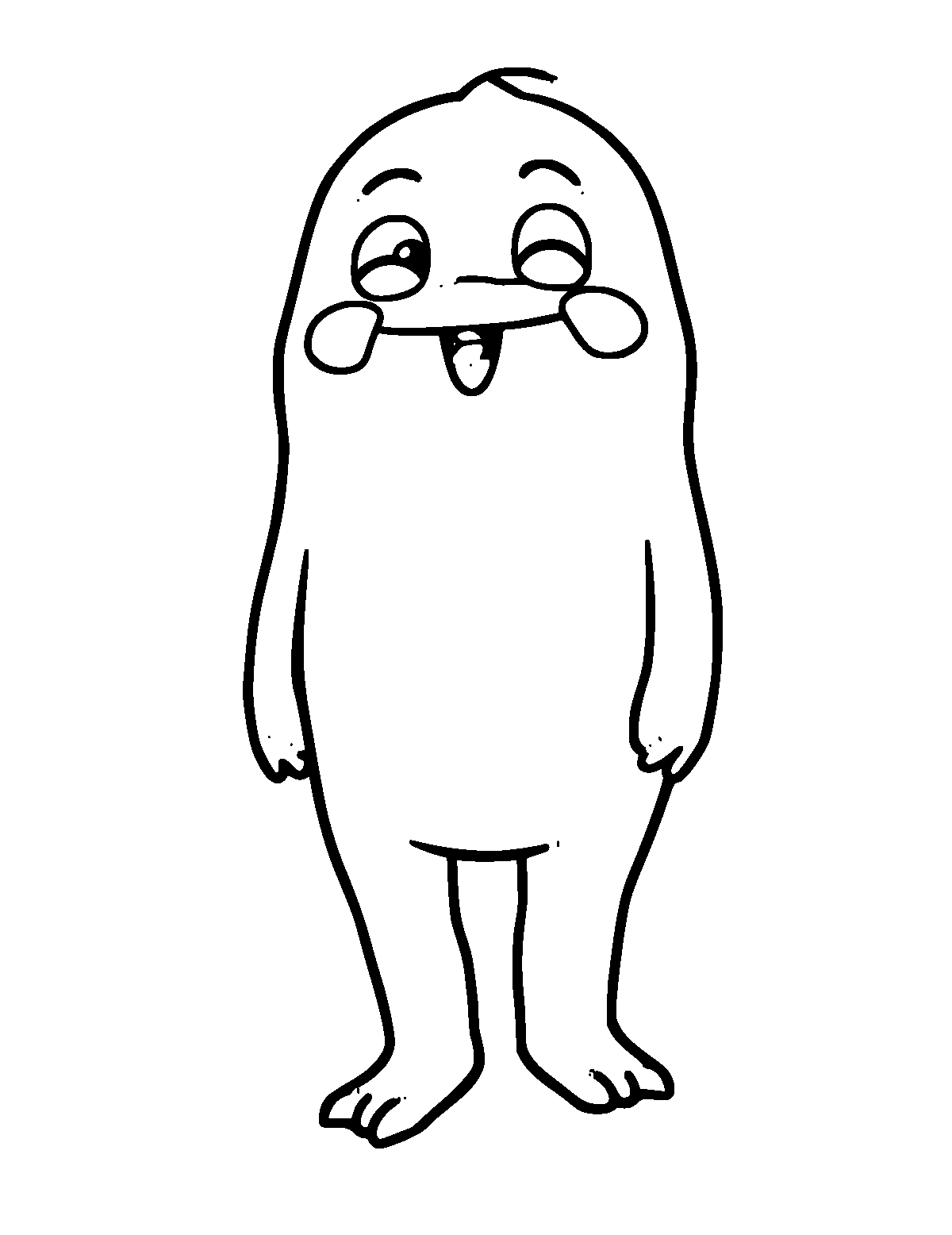 Line-art coloring page of Booby, thick outlines, centered