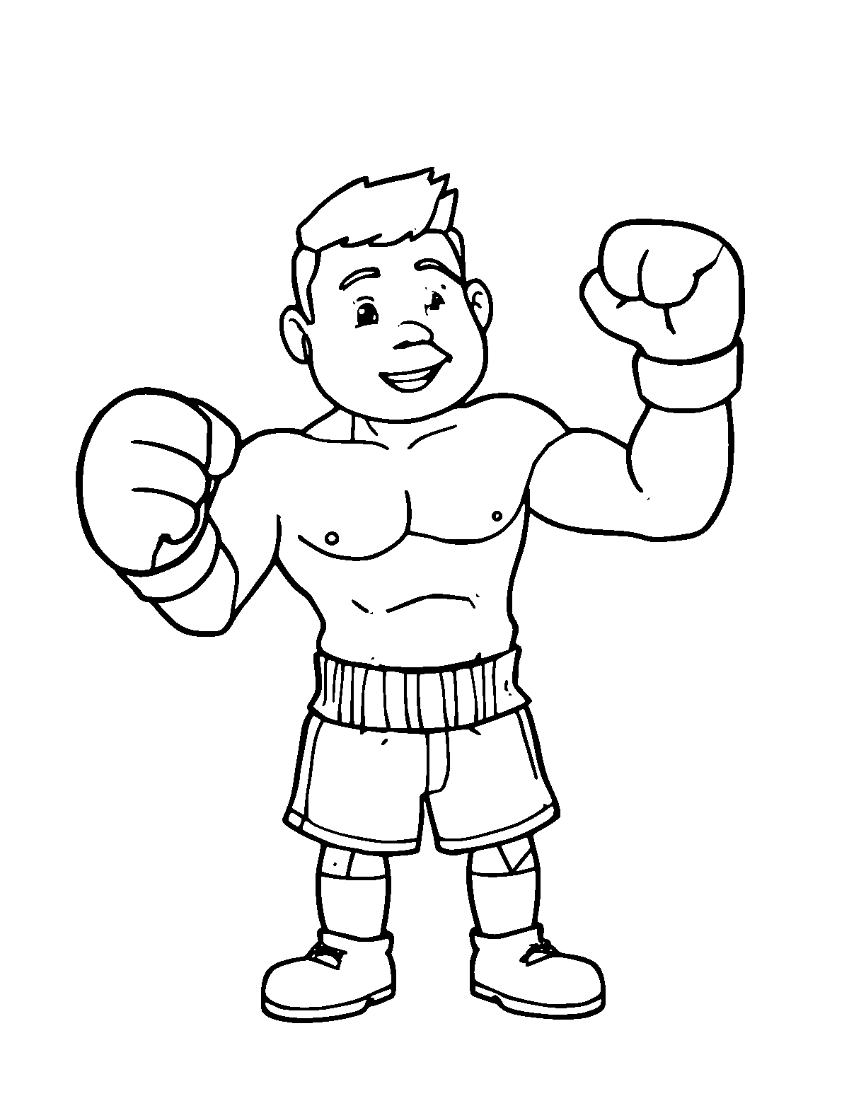 Line-art coloring page of Boxer, medium outlines, centered