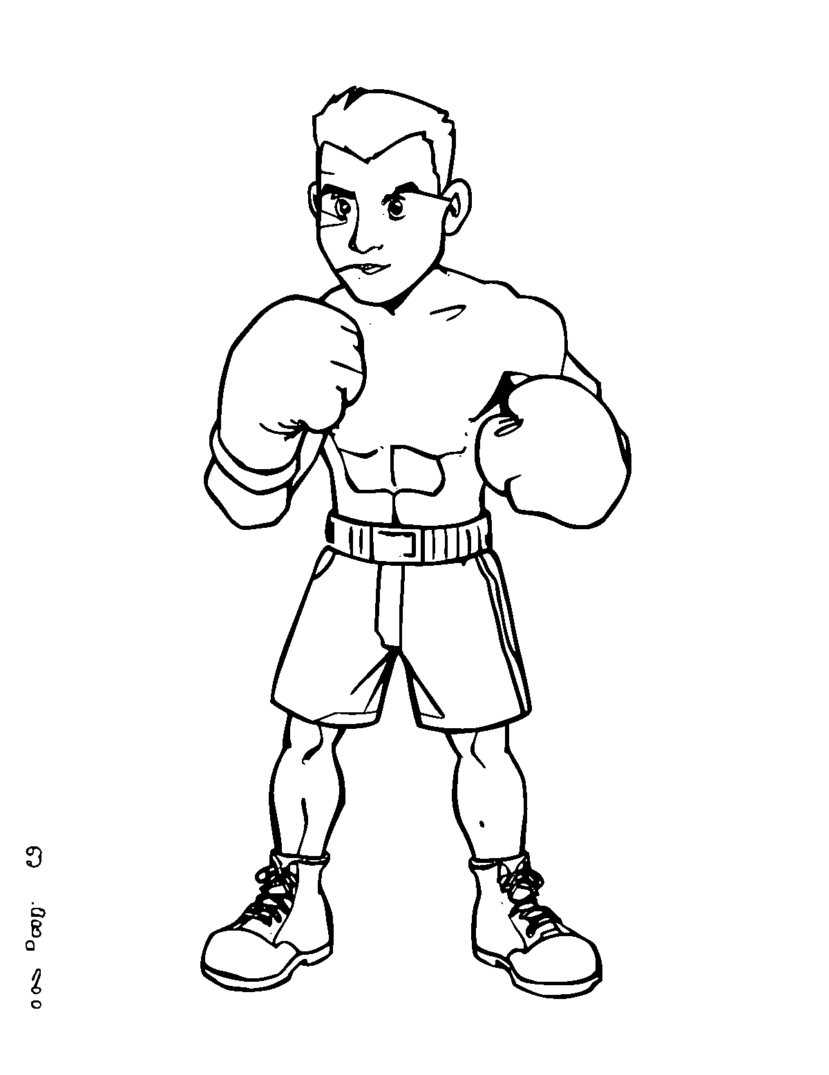 Line-art coloring page of Boxer, medium outlines, centered