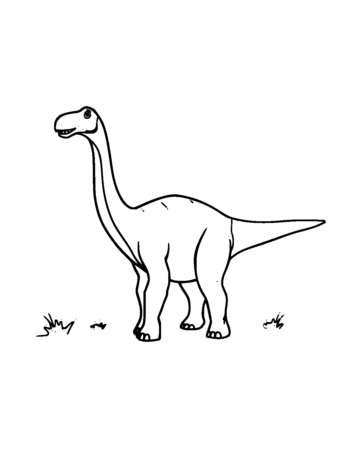 Line-art coloring page of Brachiosaurus, medium outlines, centered