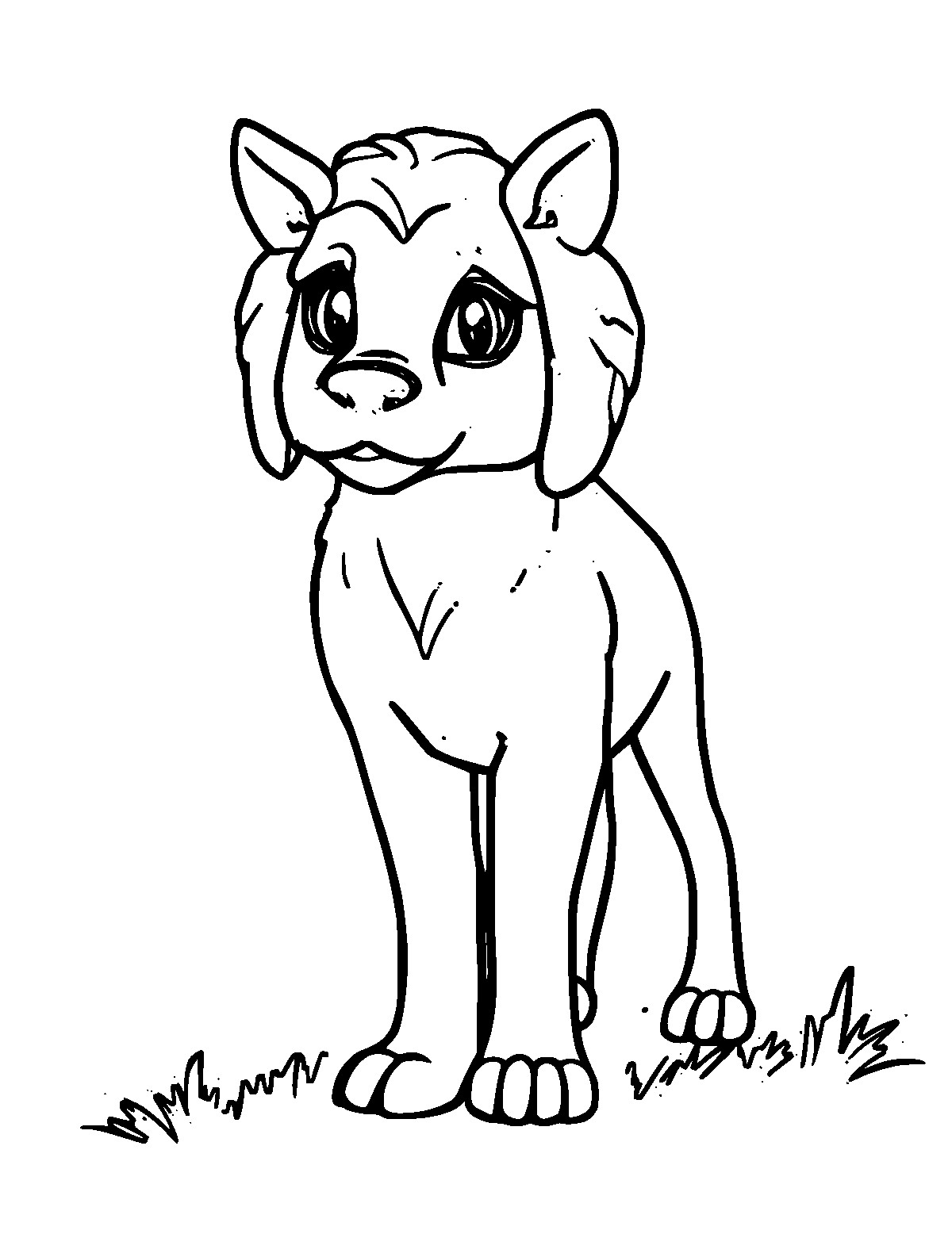 Line-art coloring page of BTS, thick outlines, centered