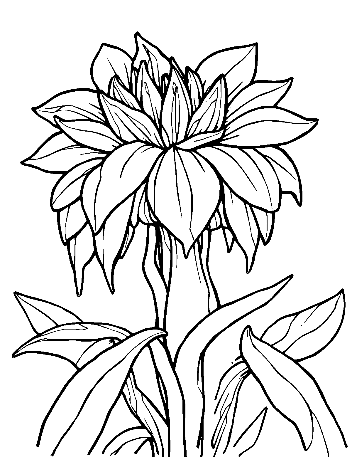Line-art coloring page of Bulgasari, medium outlines, centered