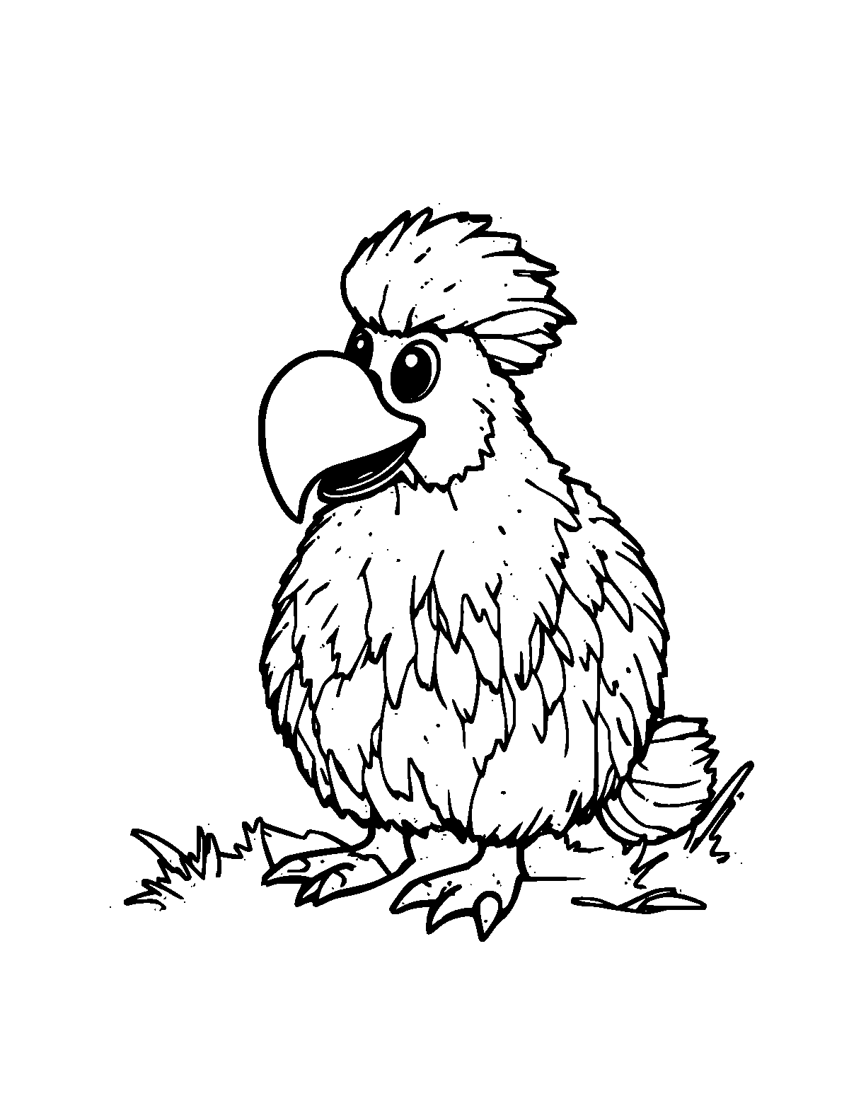 Line-art coloring page of Bunyip, medium outlines, centered
