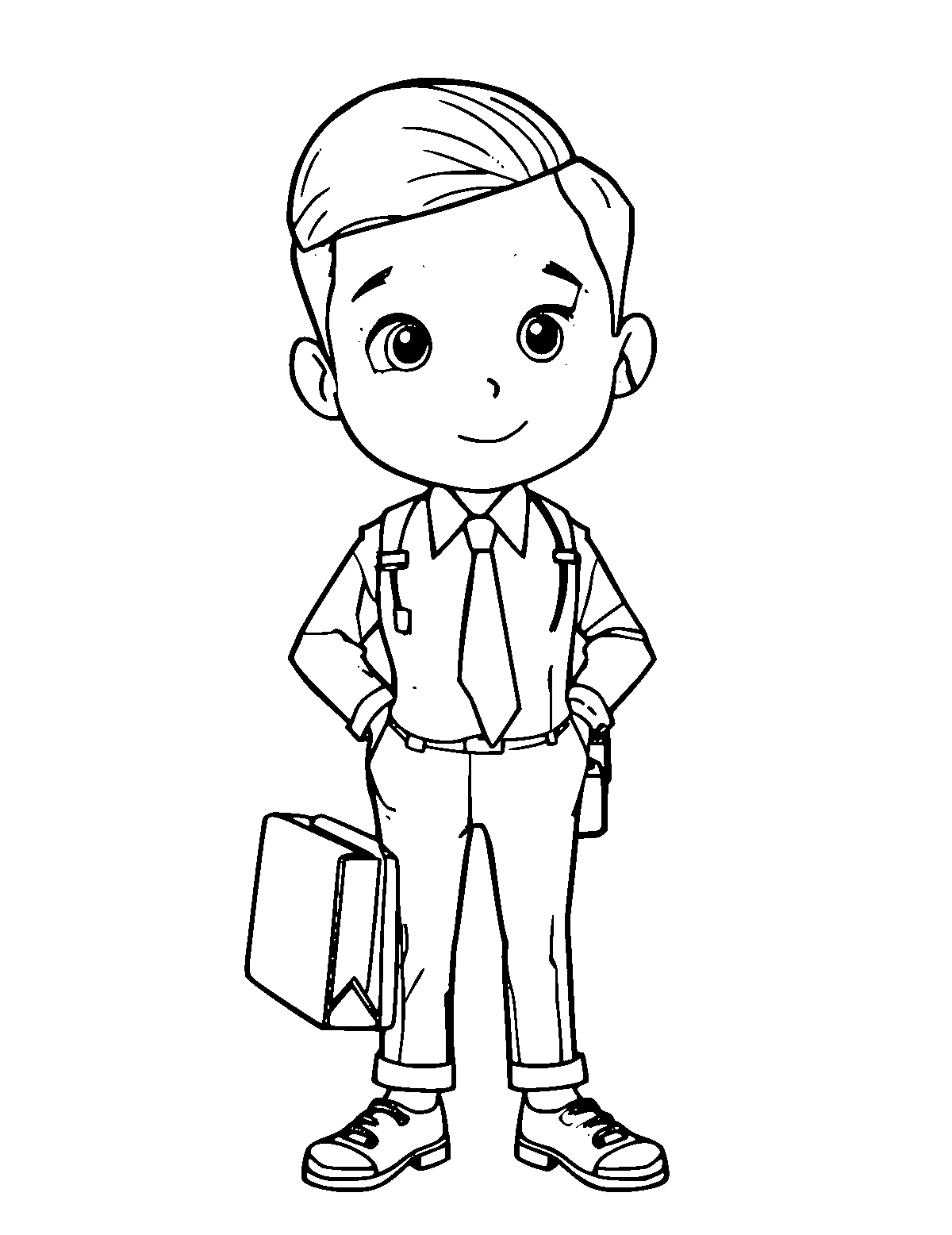 Line-art coloring page of Business Person, medium outlines, centered