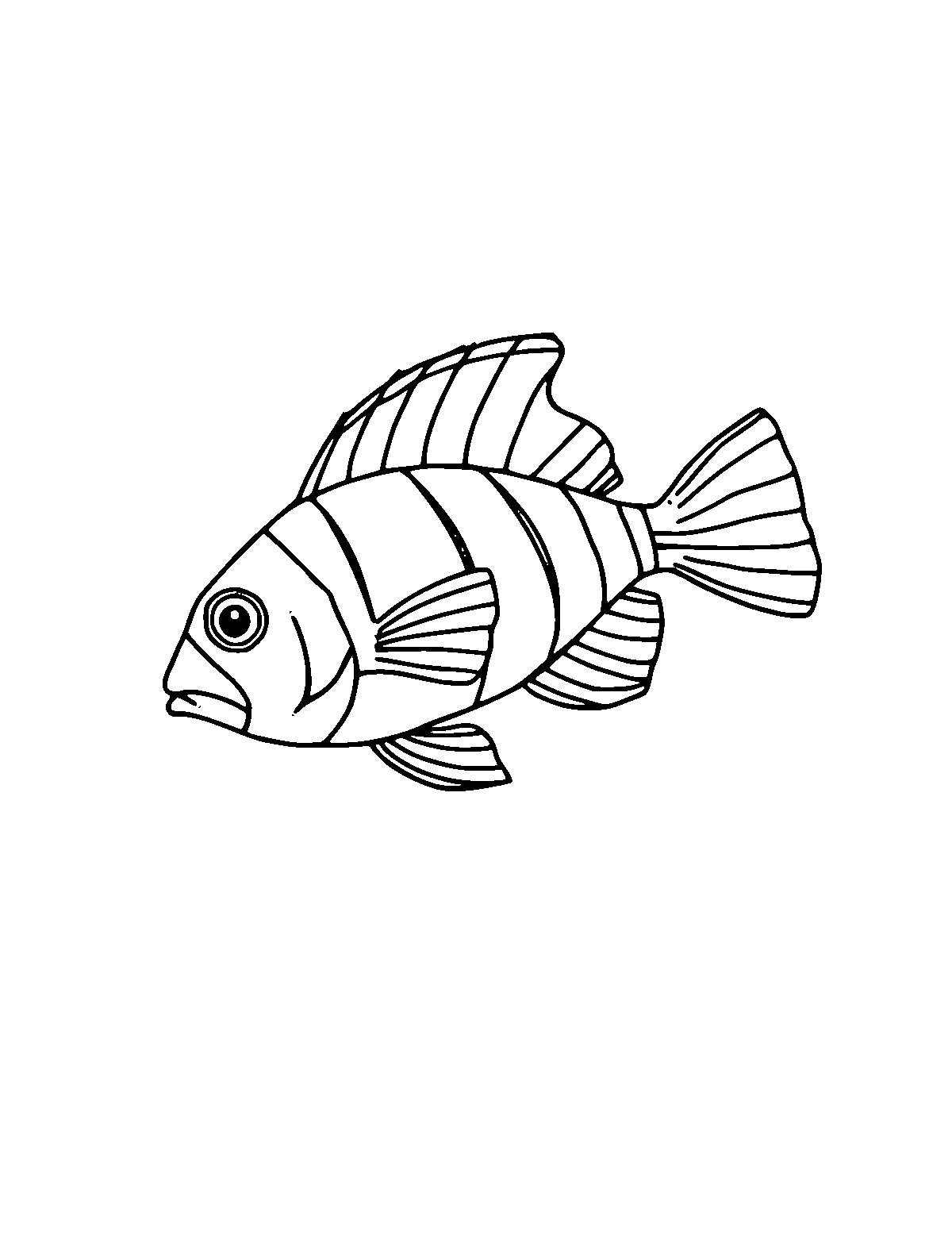 Line-art coloring page of Butterflyfish, medium outlines, centered