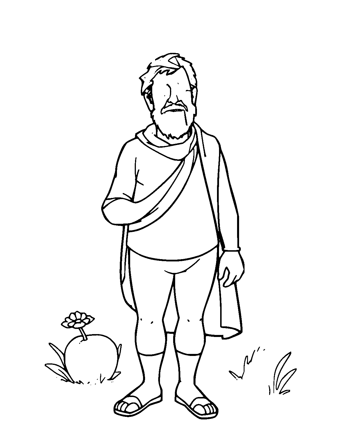Line-art coloring page of C. S. Lewis, medium outlines, centered