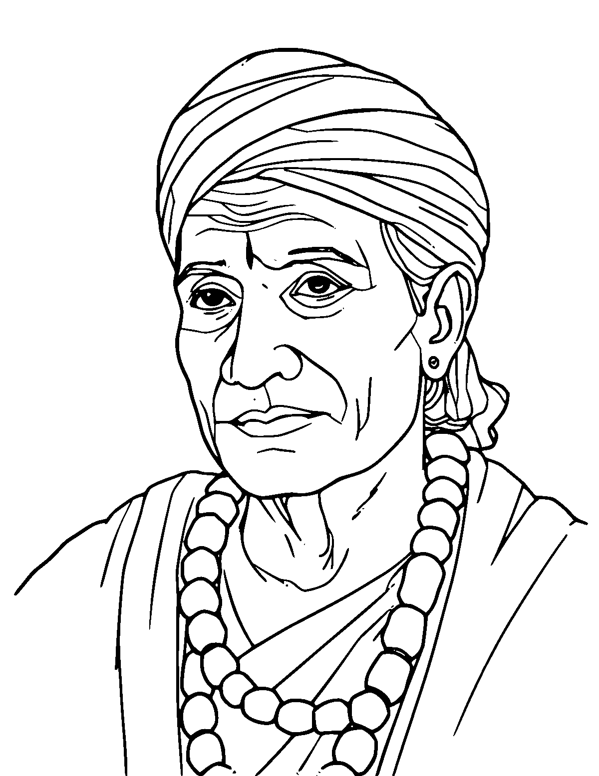 Line-art coloring page of C. V. Raman, medium outlines, centered