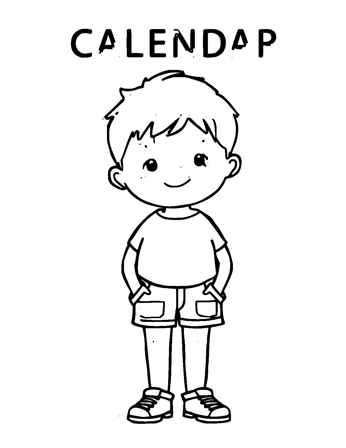 Line-art coloring page of Calendar Page, thick outlines, centered