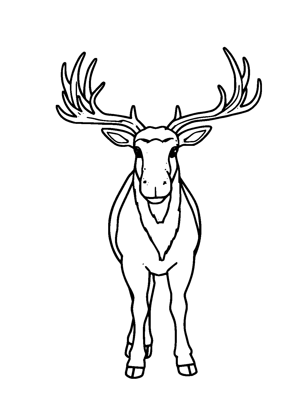 Line-art coloring page of Caribou, medium outlines, centered