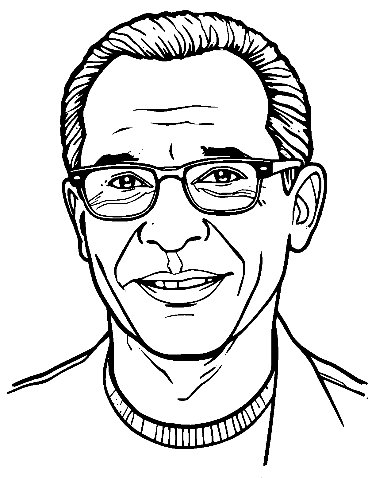 Line-art coloring page of Carl Lewis, medium outlines, centered