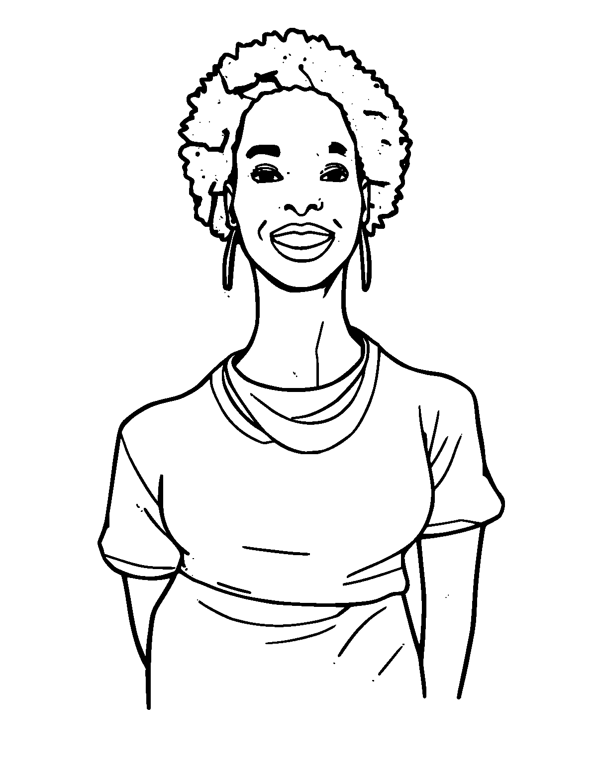 Line-art coloring page of Cathy Freeman, medium outlines, centered