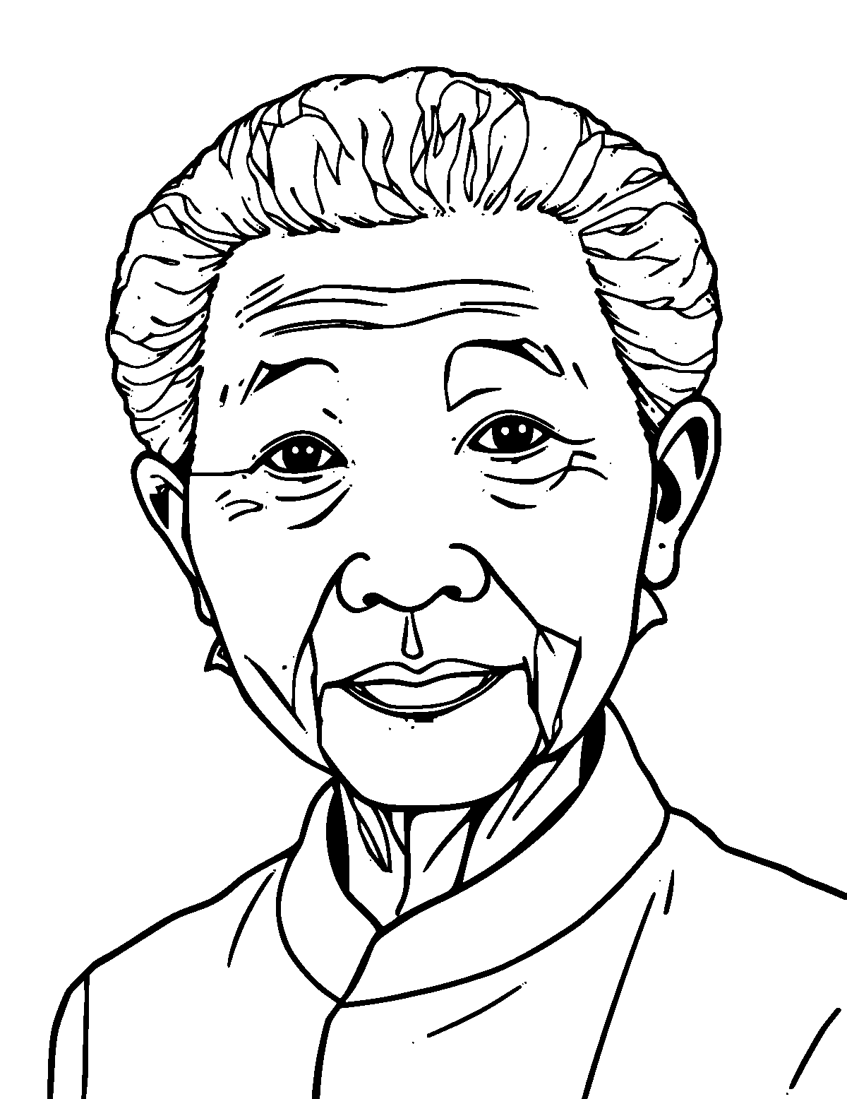 Line-art coloring page of Chinua Achebe, medium outlines, centered