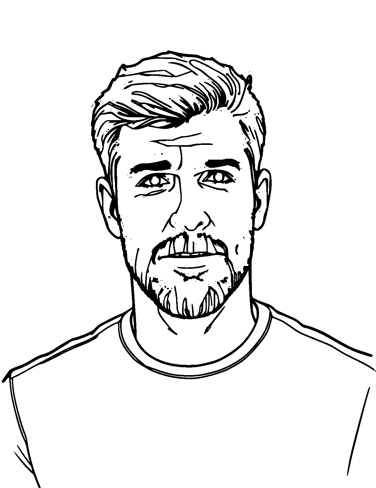 Line-art coloring page of Chris Hadfield, medium outlines, centered