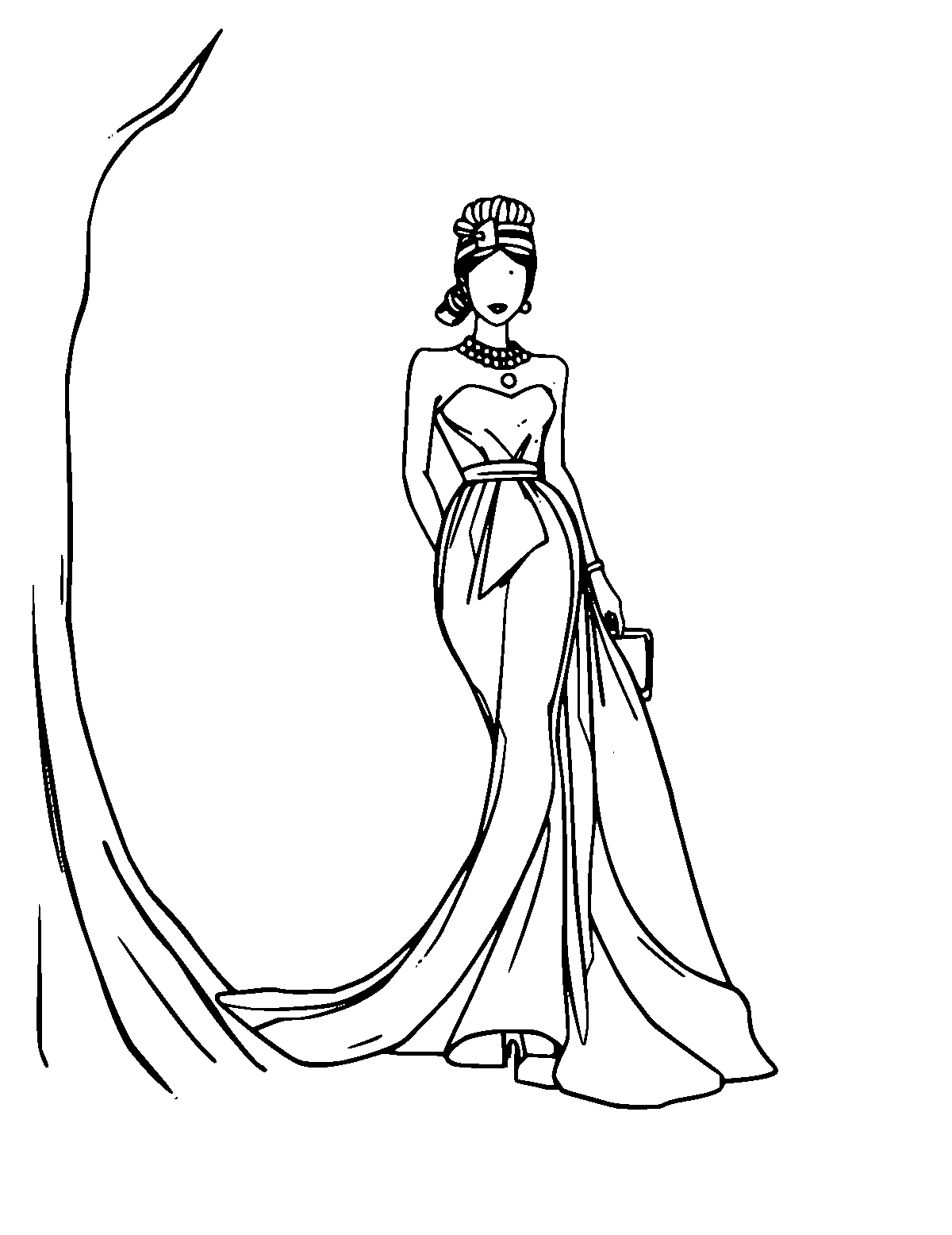 Line-art coloring page of Christian Dior, medium outlines, centered