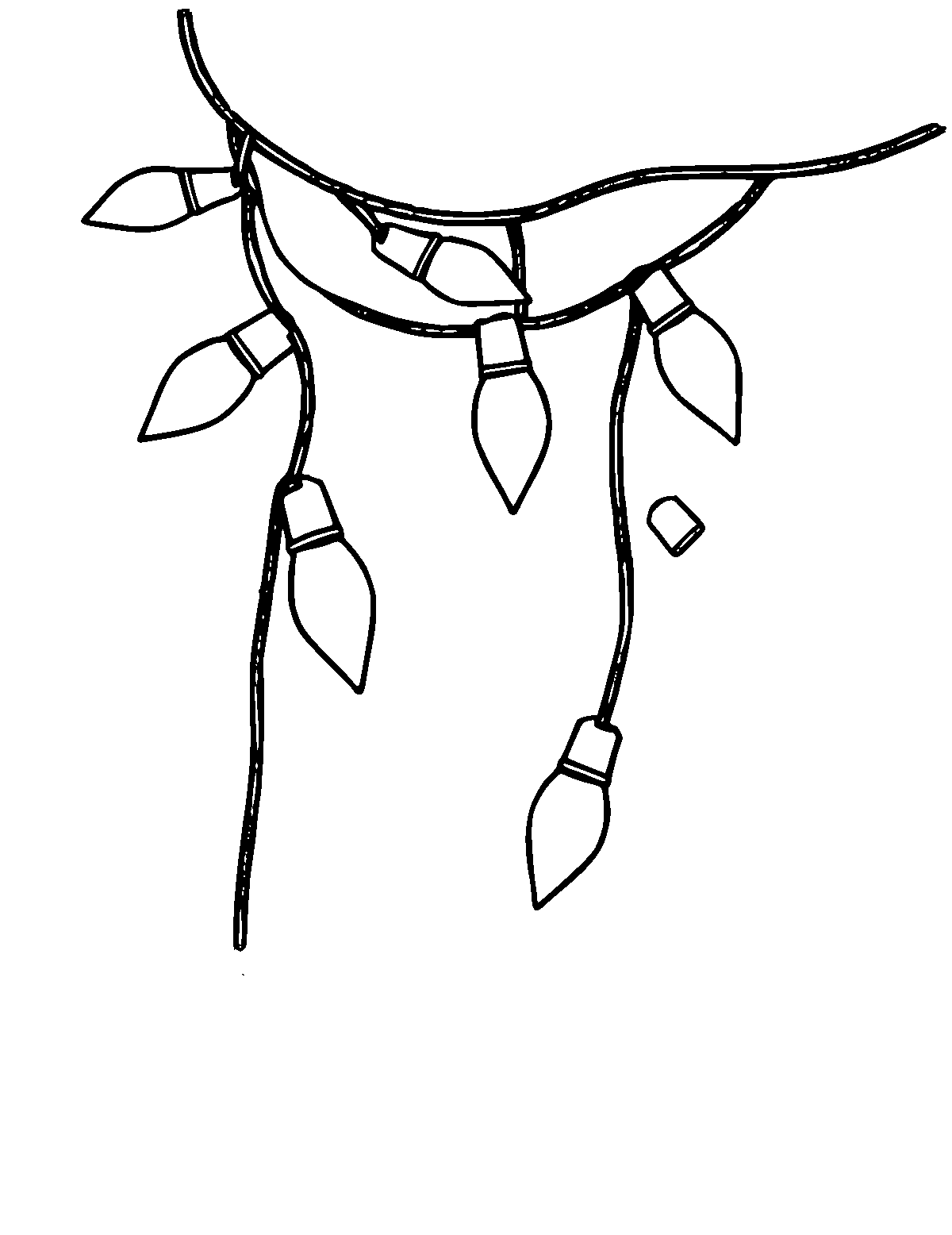 Line-art coloring page of Christmas Lights, medium outlines, centered