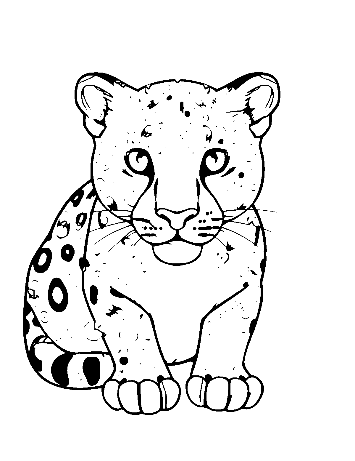 Line-art coloring page of Clouded Leopard, medium outlines, centered