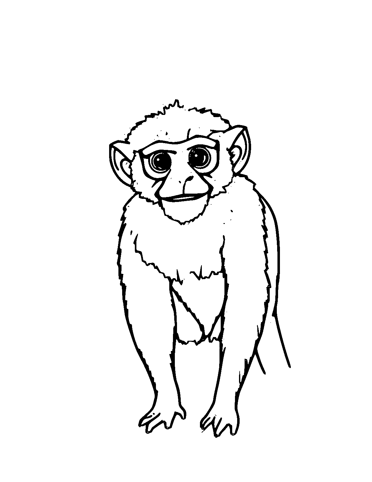 Line-art coloring page of Colobus Monkey, medium outlines, centered