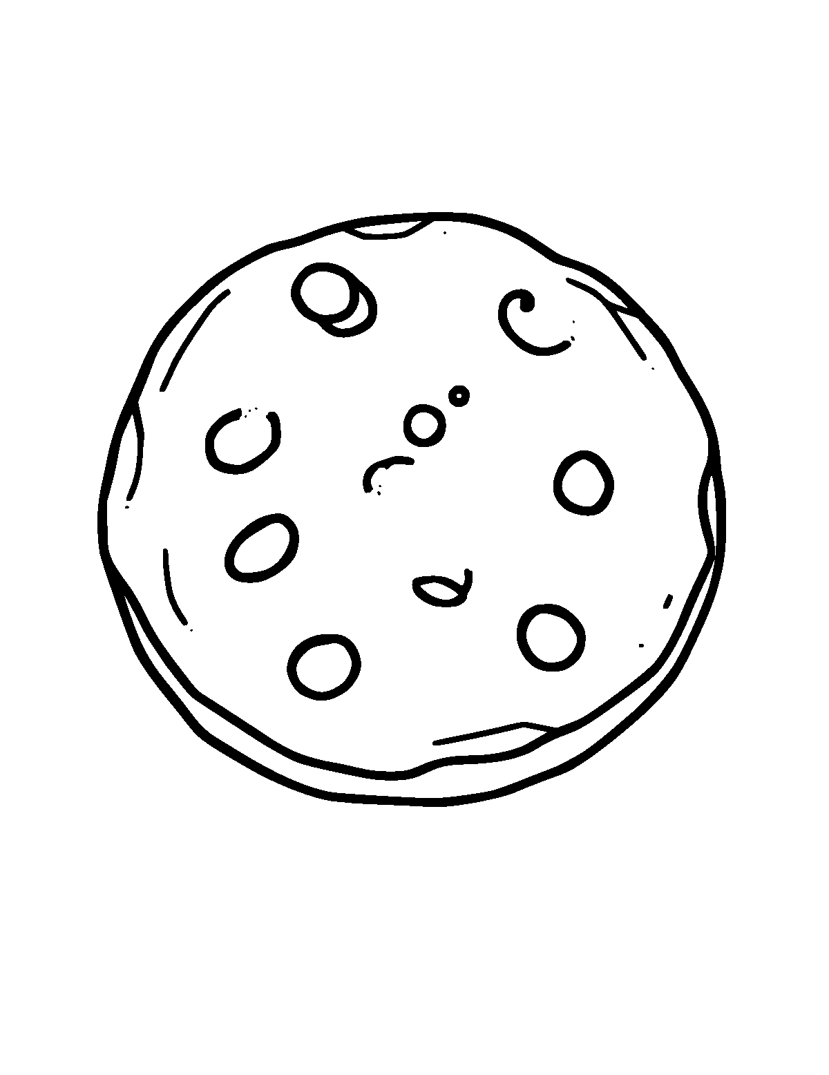 Line-art coloring page of Cookie, thick outlines, centered