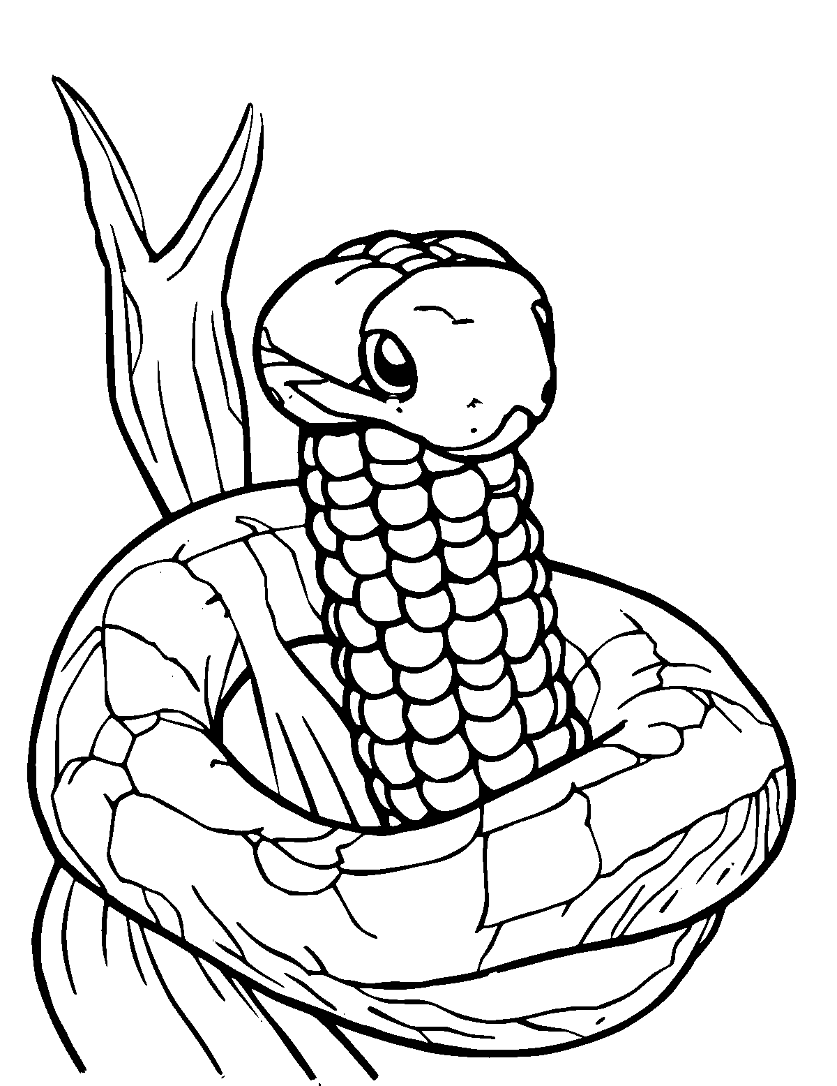 Line-art coloring page of Corn Snake, medium outlines, centered
