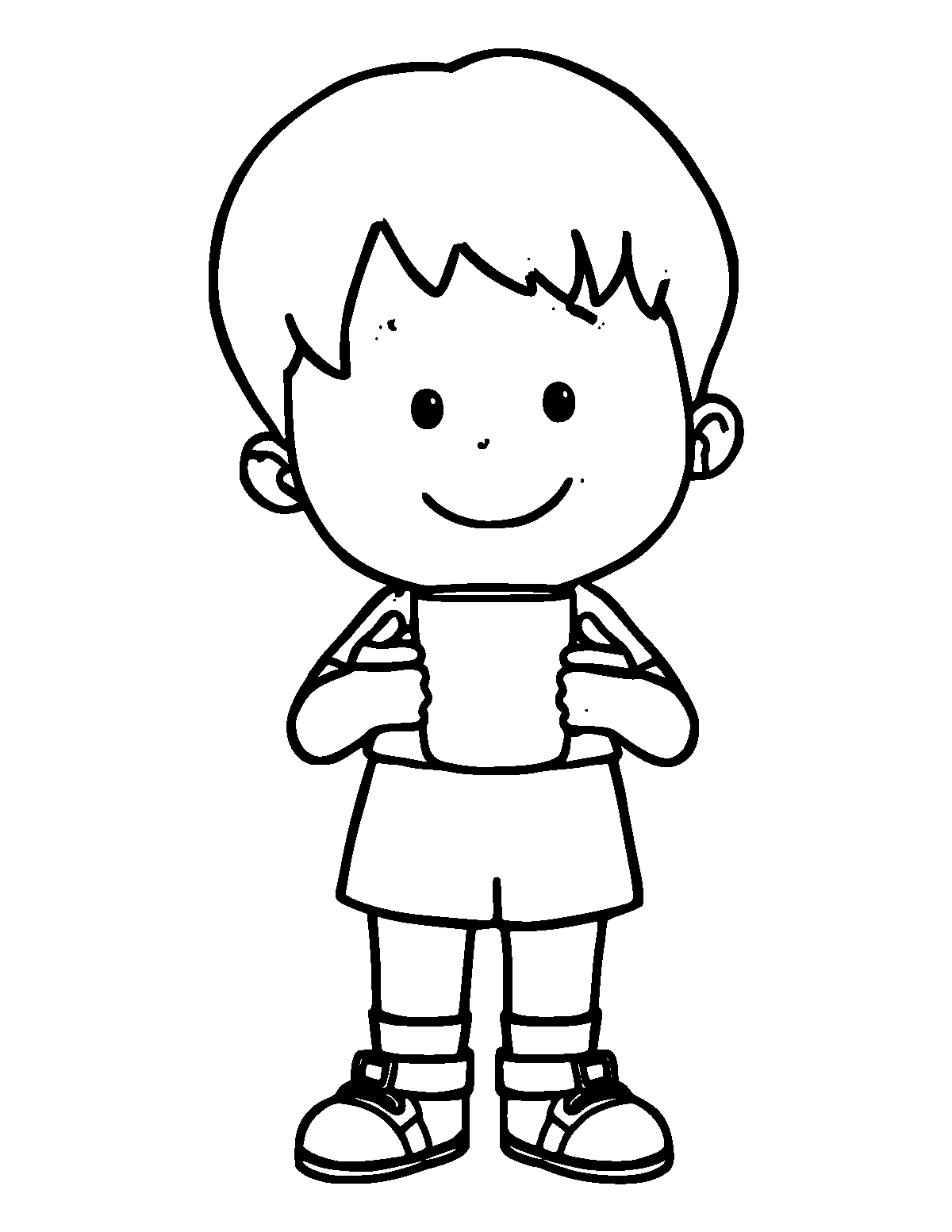 Line-art coloring page of Cup, thick outlines, centered