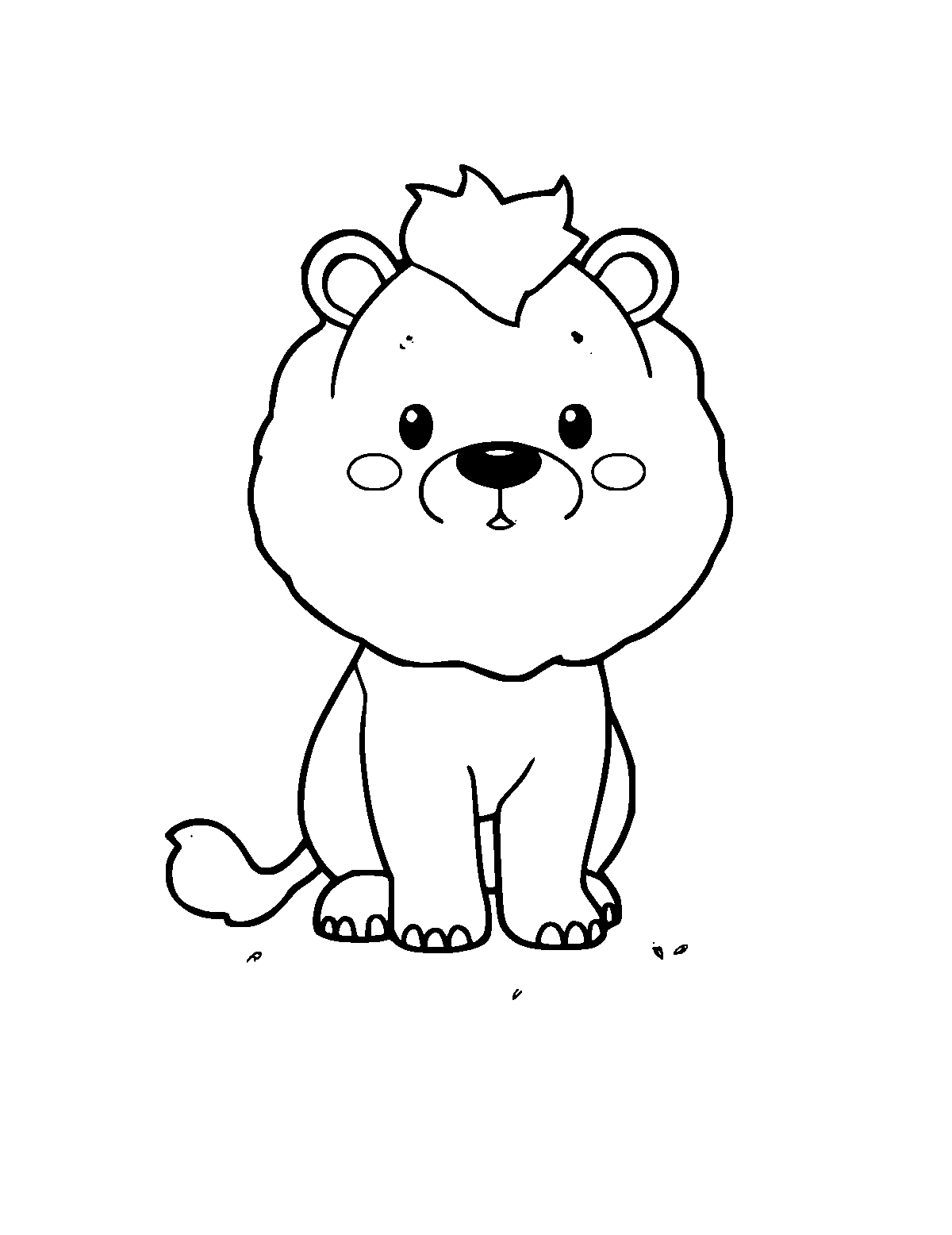 Line-art coloring page of Cute Animal, medium outlines, centered