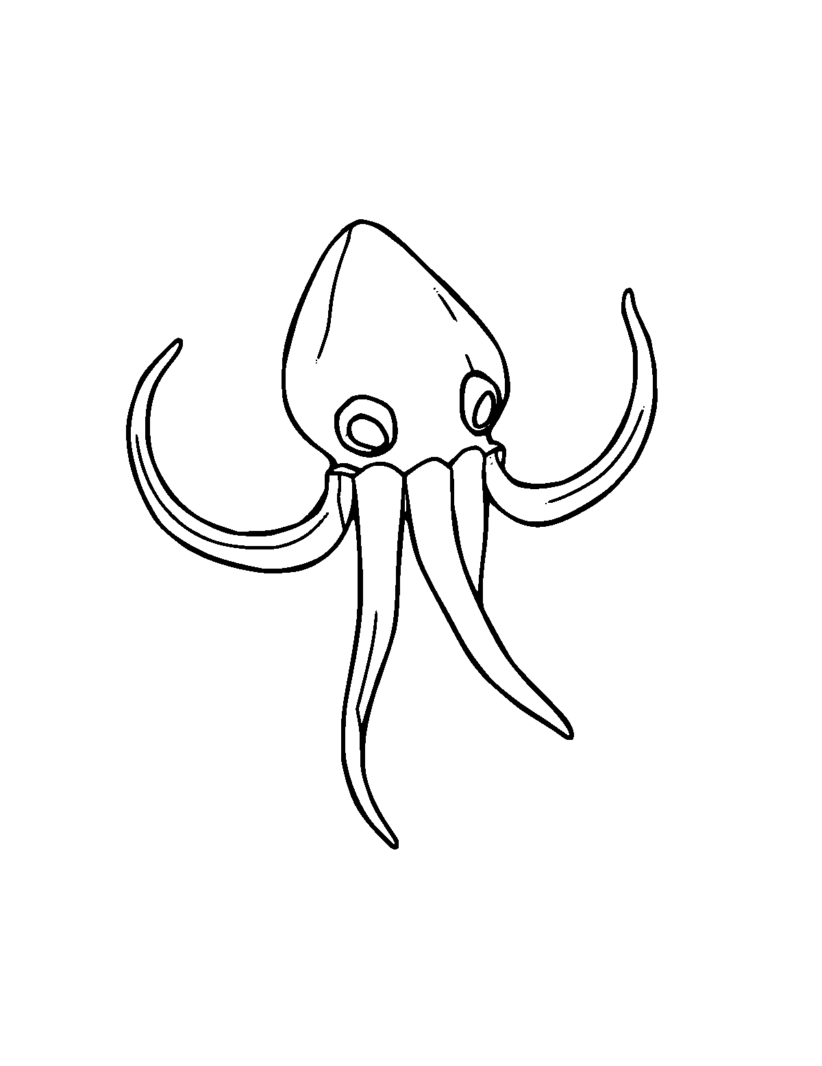 Line-art coloring page of Cuttlefish, medium outlines, centered