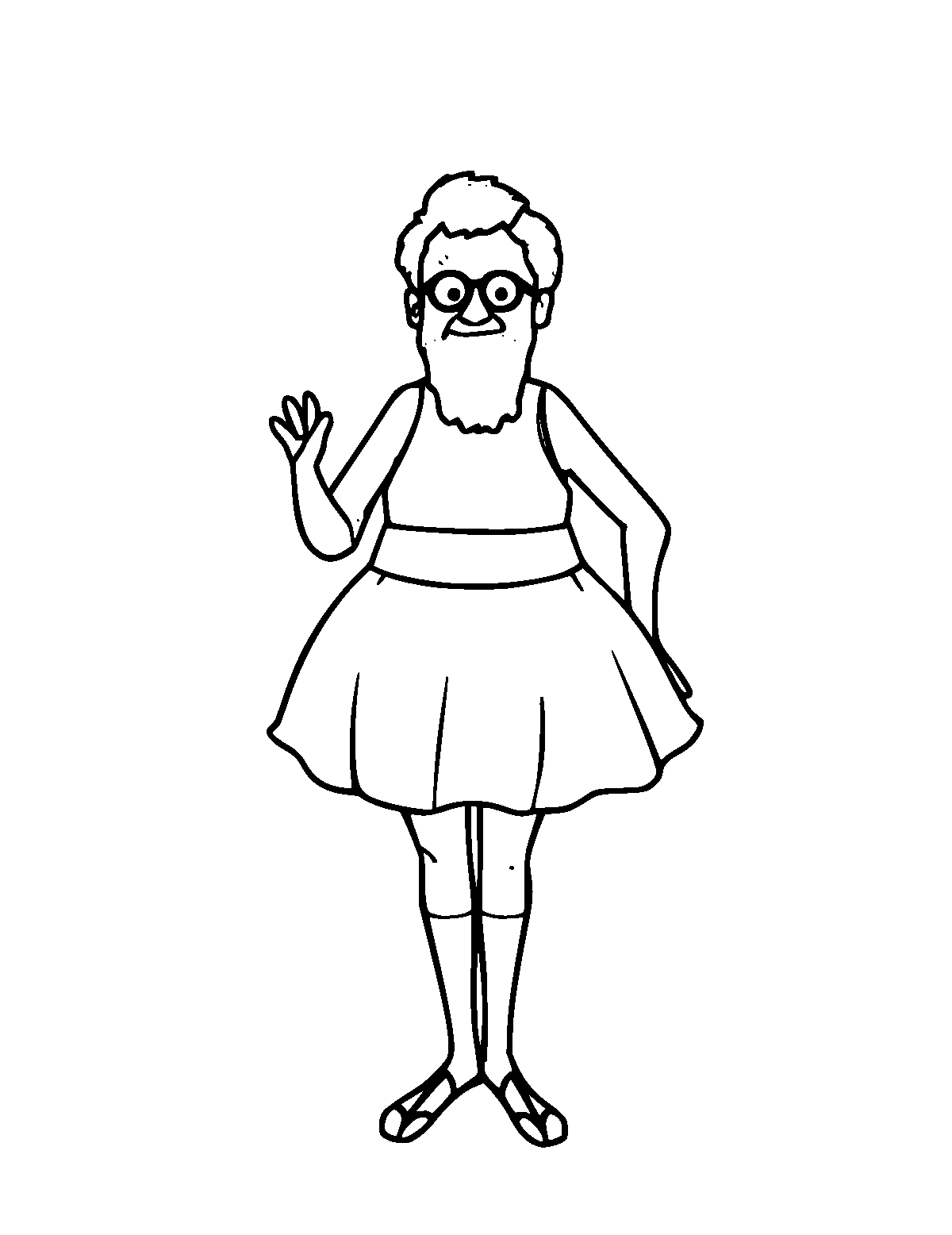 Line-art coloring page of Desmond Tutu, medium outlines, centered