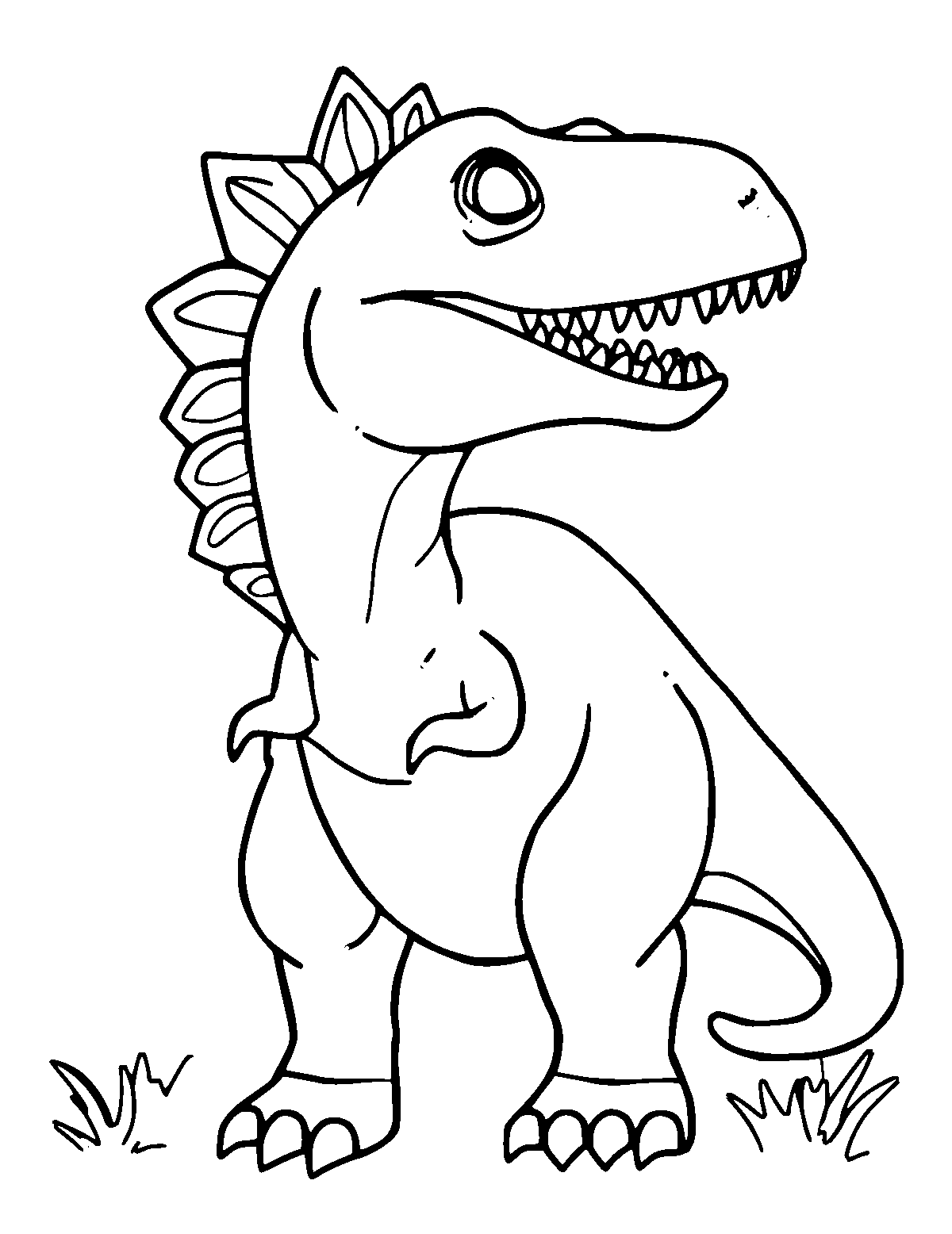 Line-art coloring page of Dinosaur, medium outlines, centered