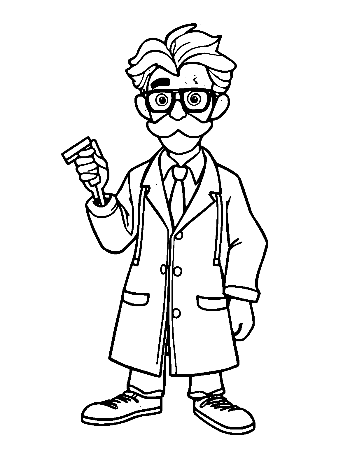 Line-art coloring page of Doctor, medium outlines, centered