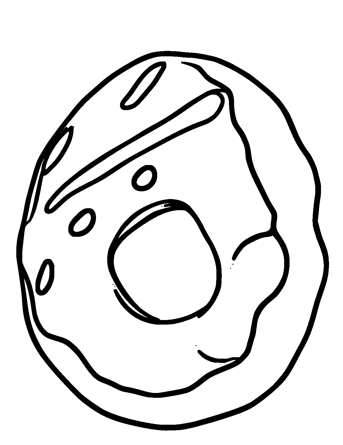 Line-art coloring page of Donut, thick outlines, centered