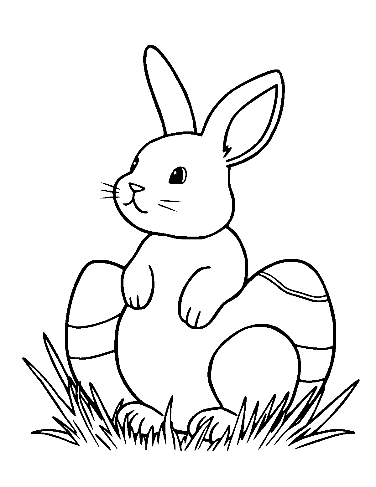 Line-art coloring page of Easter, medium outlines, centered