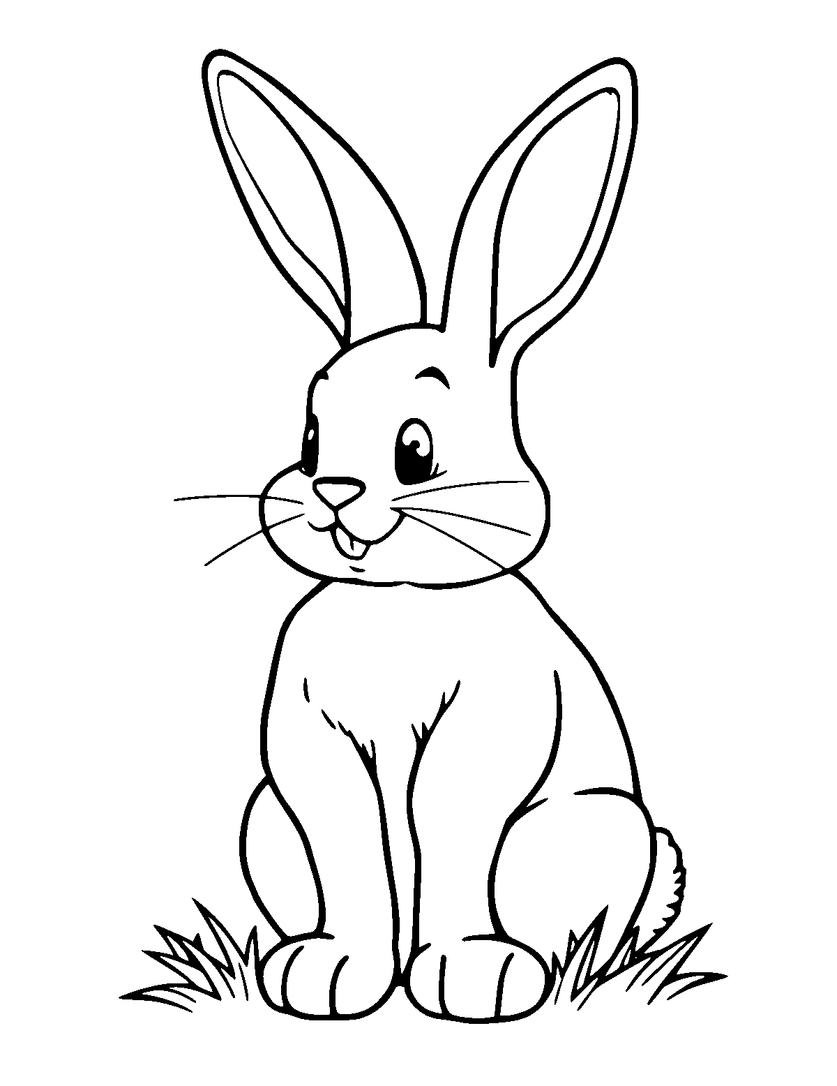 Line-art coloring page of Easter Bunny, medium outlines, centered