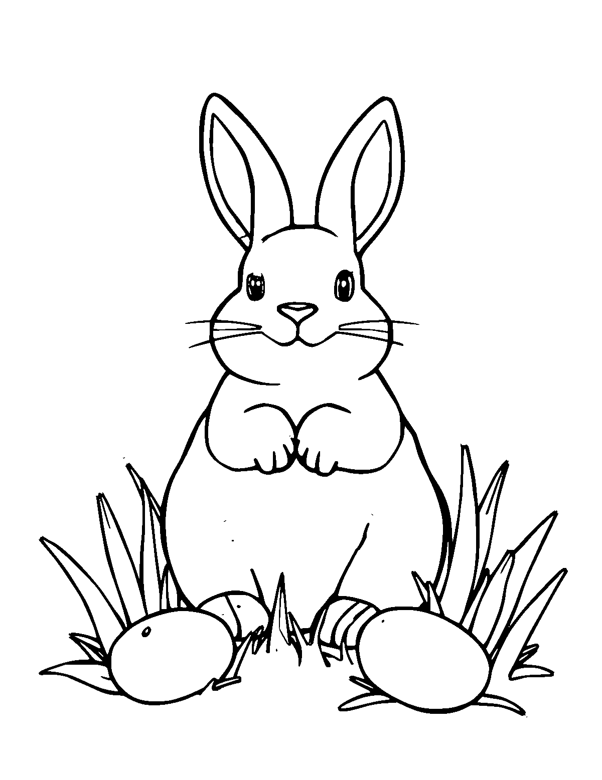 Line-art coloring page of Easter for Adults, medium outlines, centered