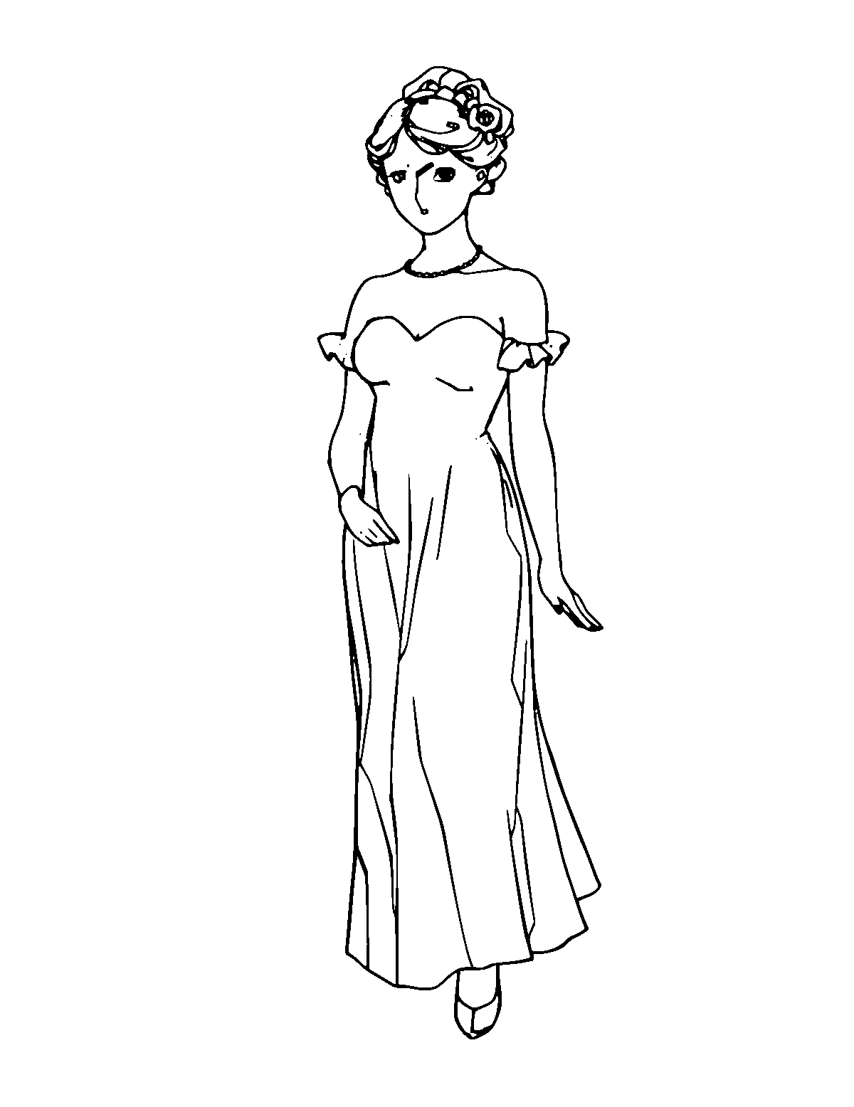 Line-art coloring page of Edgar Degas, medium outlines, centered