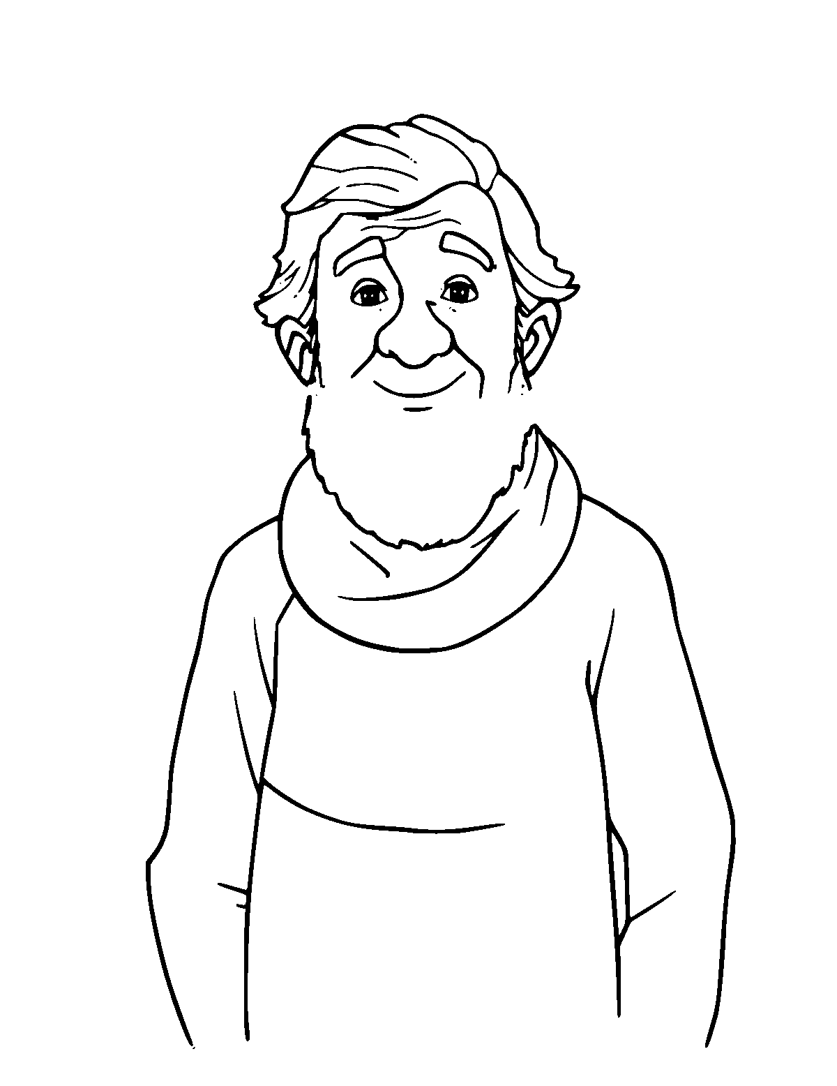 Line-art coloring page of Edmund Hillary, medium outlines, centered