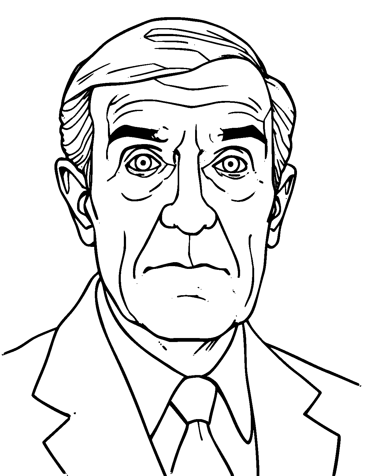 Line-art coloring page of Edwin Hubble, medium outlines, centered